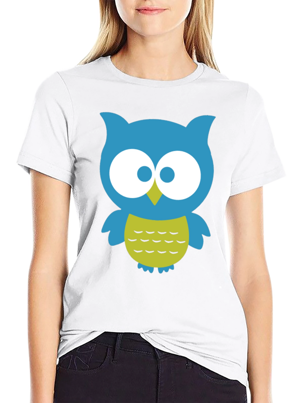 Cute Owl Graphic Tee - Black Cotton Blend