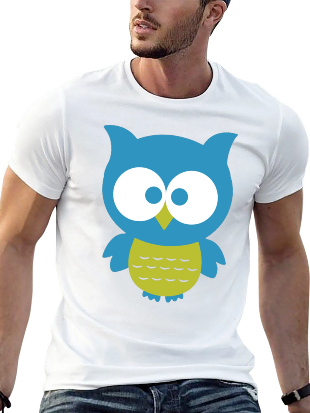 Cute Owl Graphic Tee - Black Cotton Blend