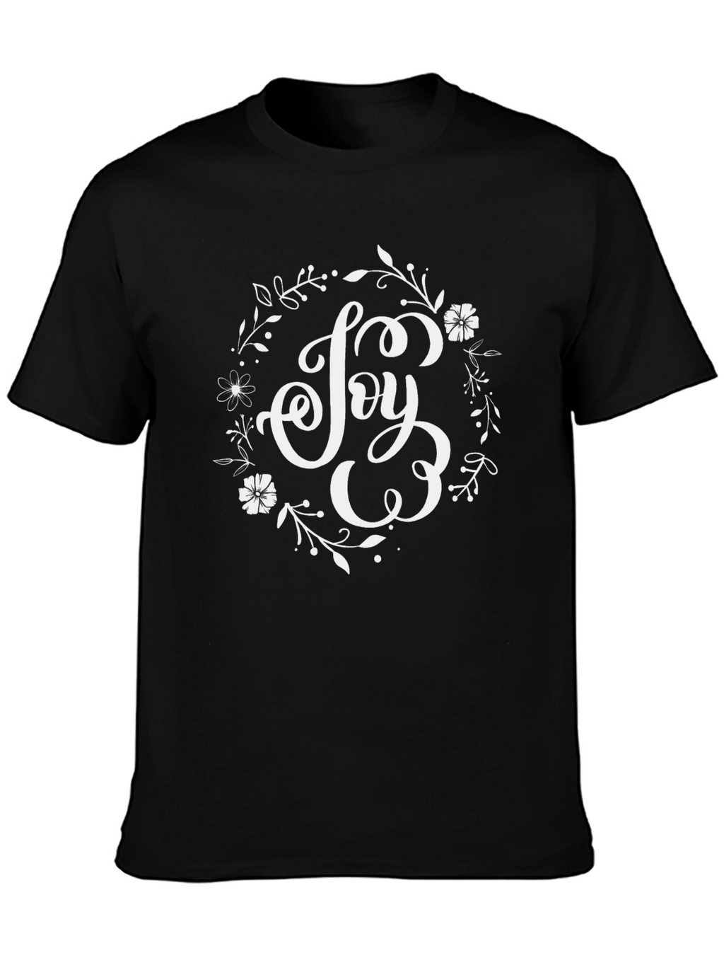 Joy Floral Wreath Graphic Tee - Black