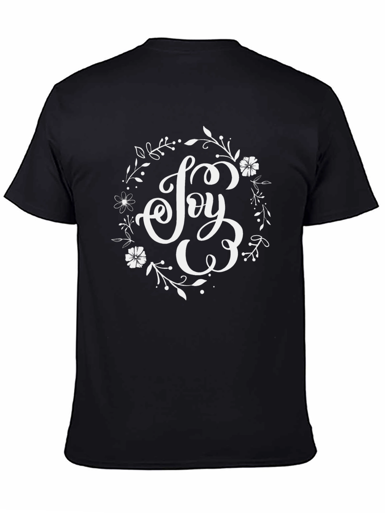 Joy Floral Wreath Graphic Tee - Black