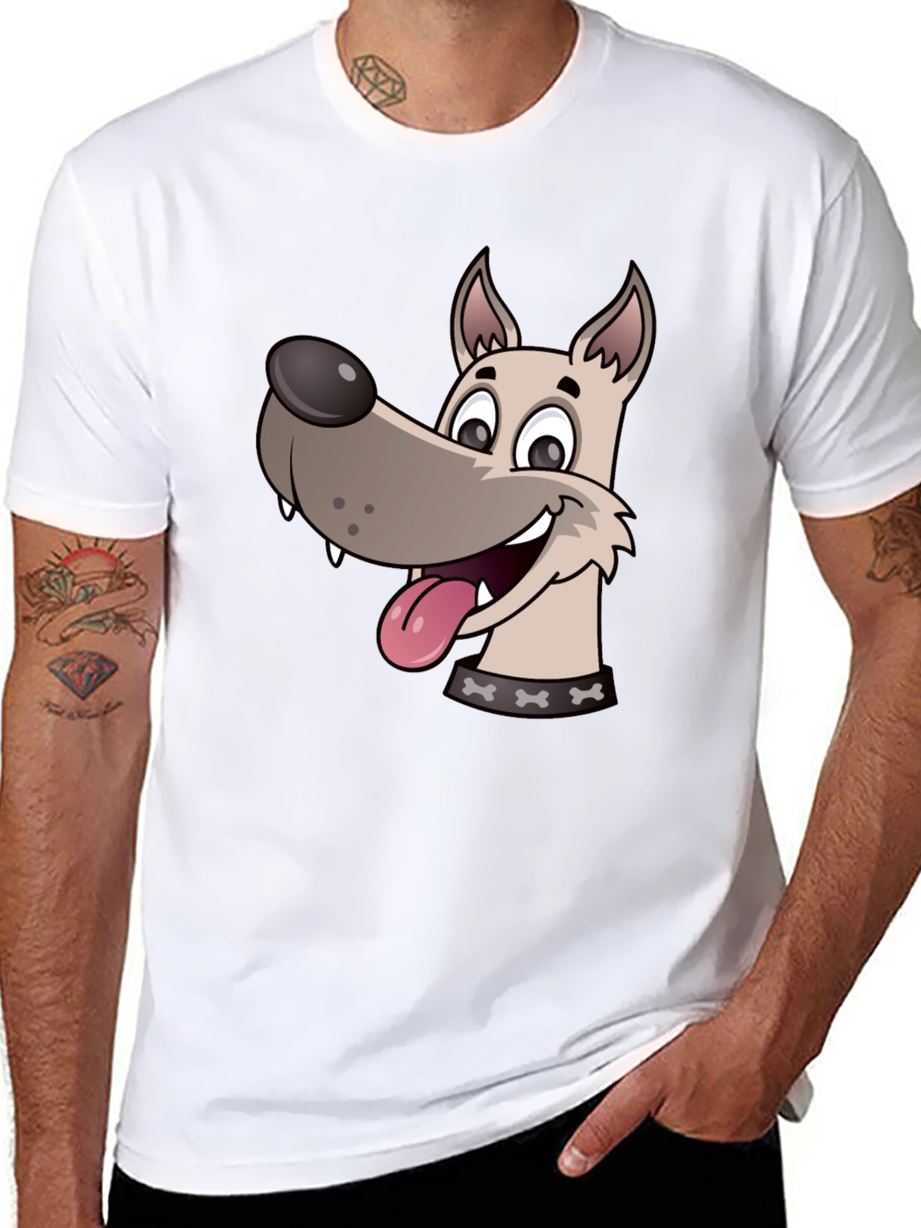 Dog Cartoon Black T-Shirt