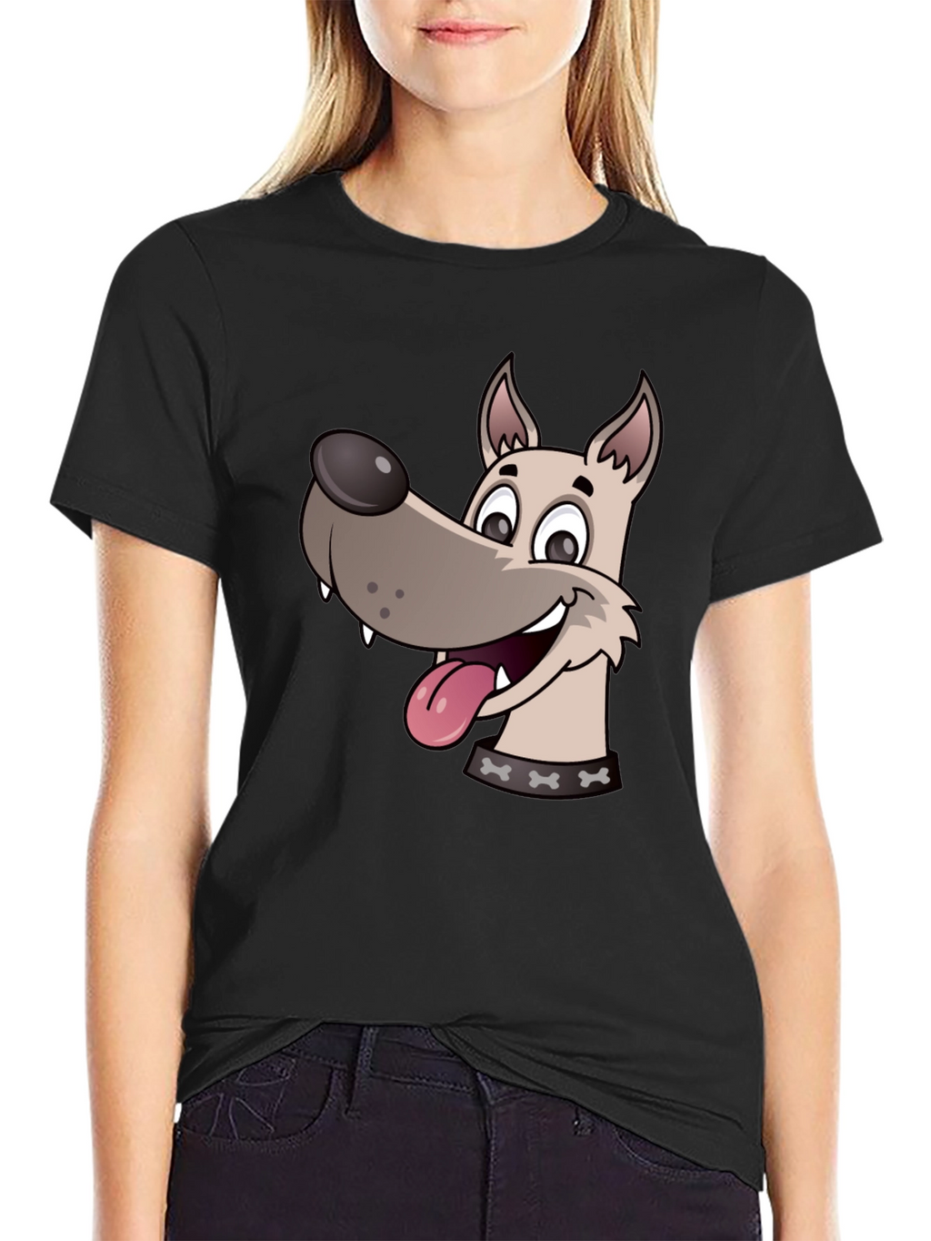 Dog Cartoon Black T-Shirt