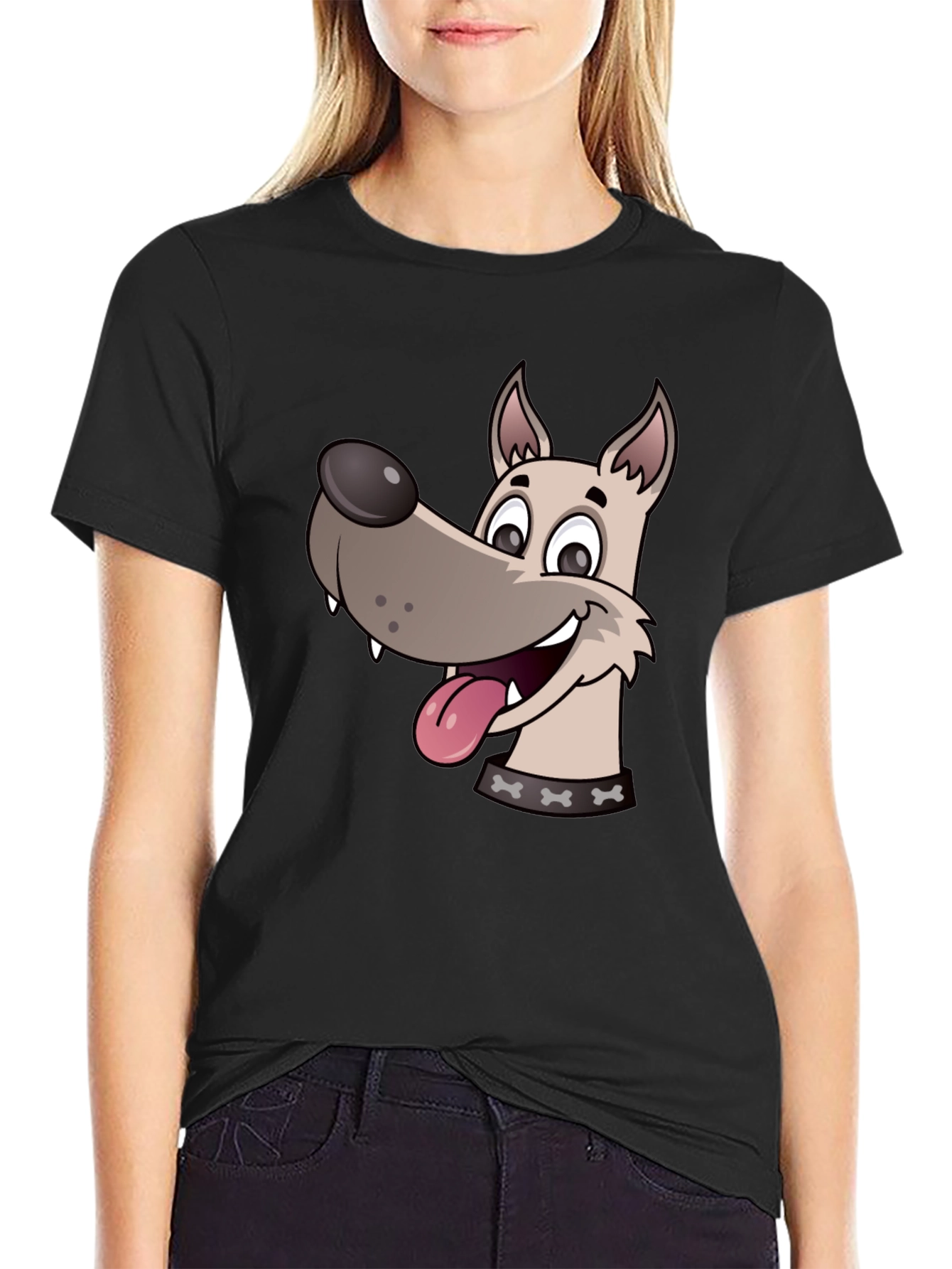 Dog Cartoon Black T-Shirt