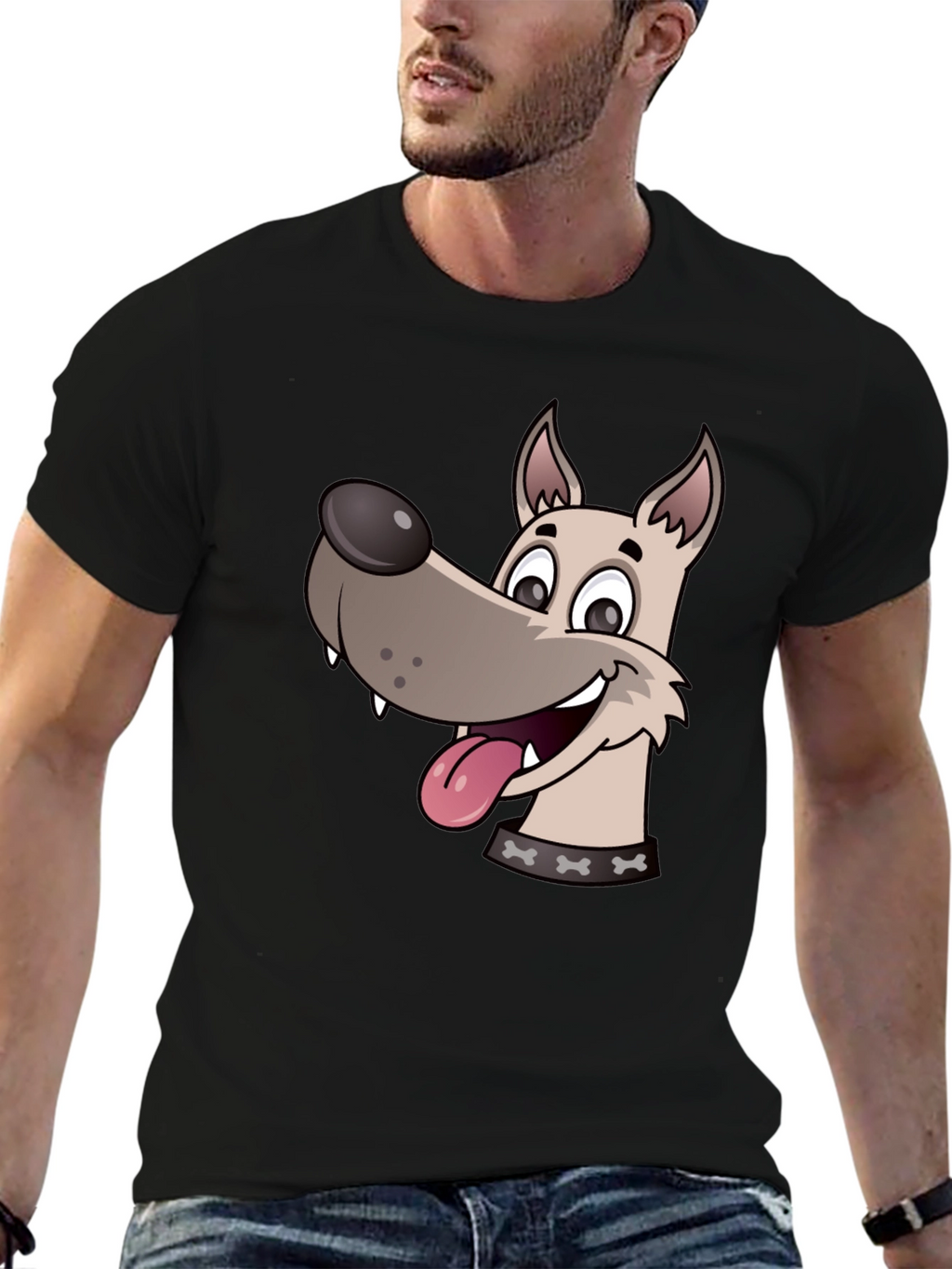Dog Cartoon Black T-Shirt