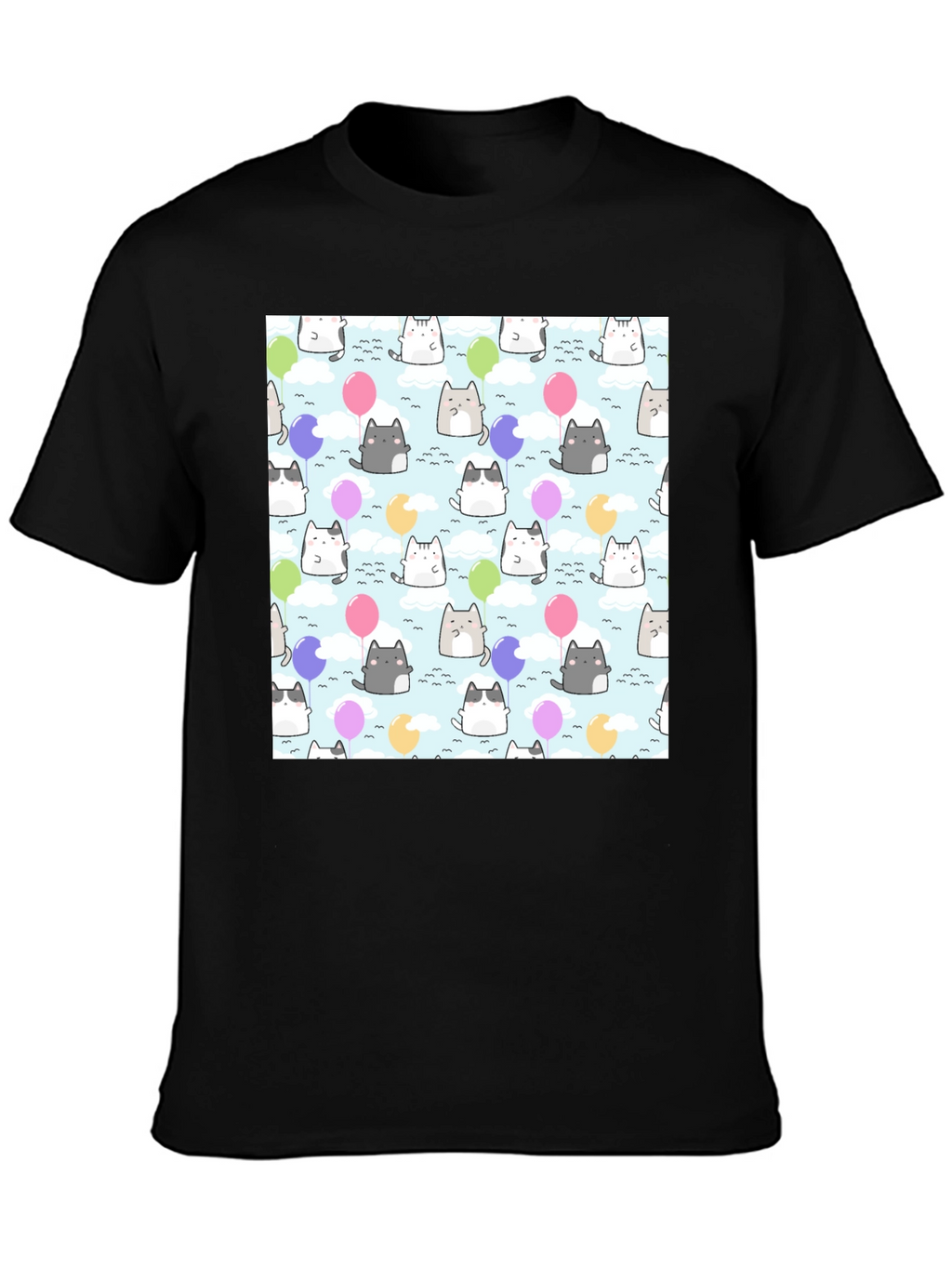 Kawaii Cats Balloon Pattern T-Shirt