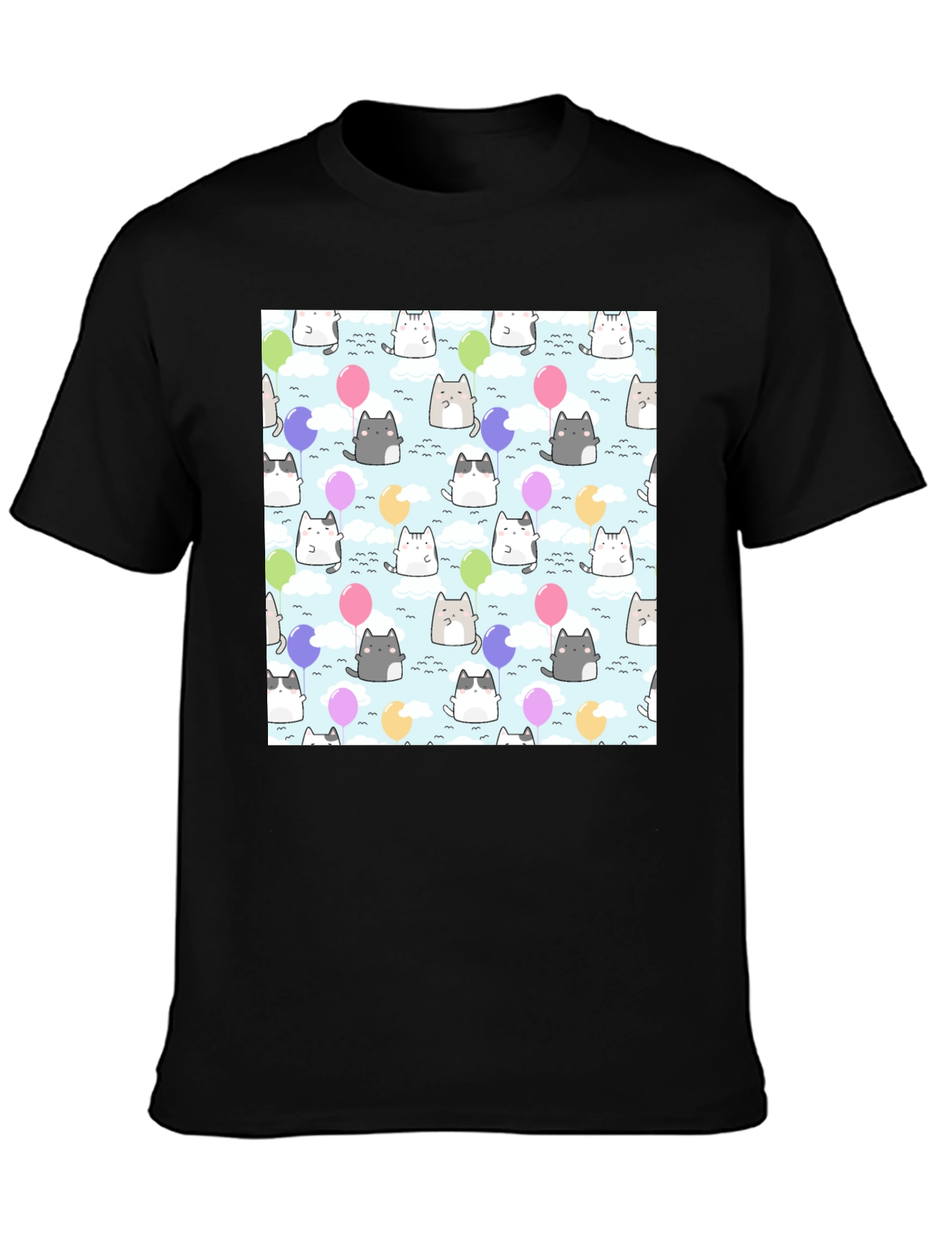 Kawaii Cats Balloon Pattern T-Shirt