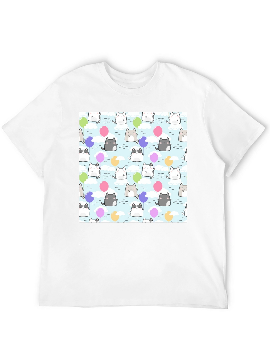 Kawaii Cats Balloon Pattern T-Shirt