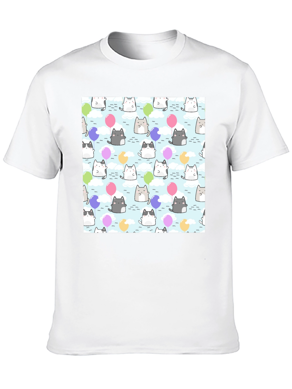 Kawaii Cats Balloon Pattern T-Shirt