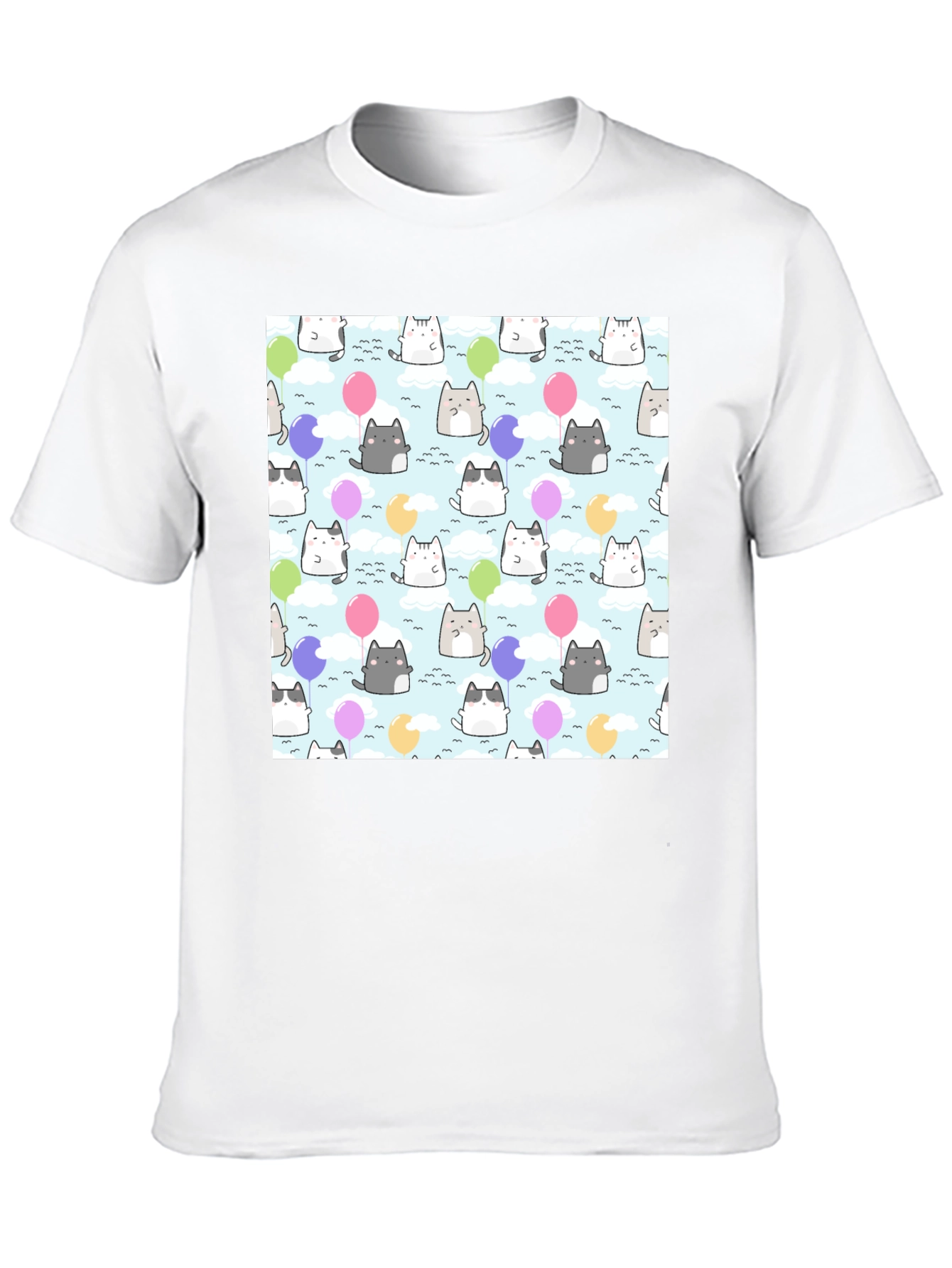 Kawaii Cats Balloon Pattern T-Shirt