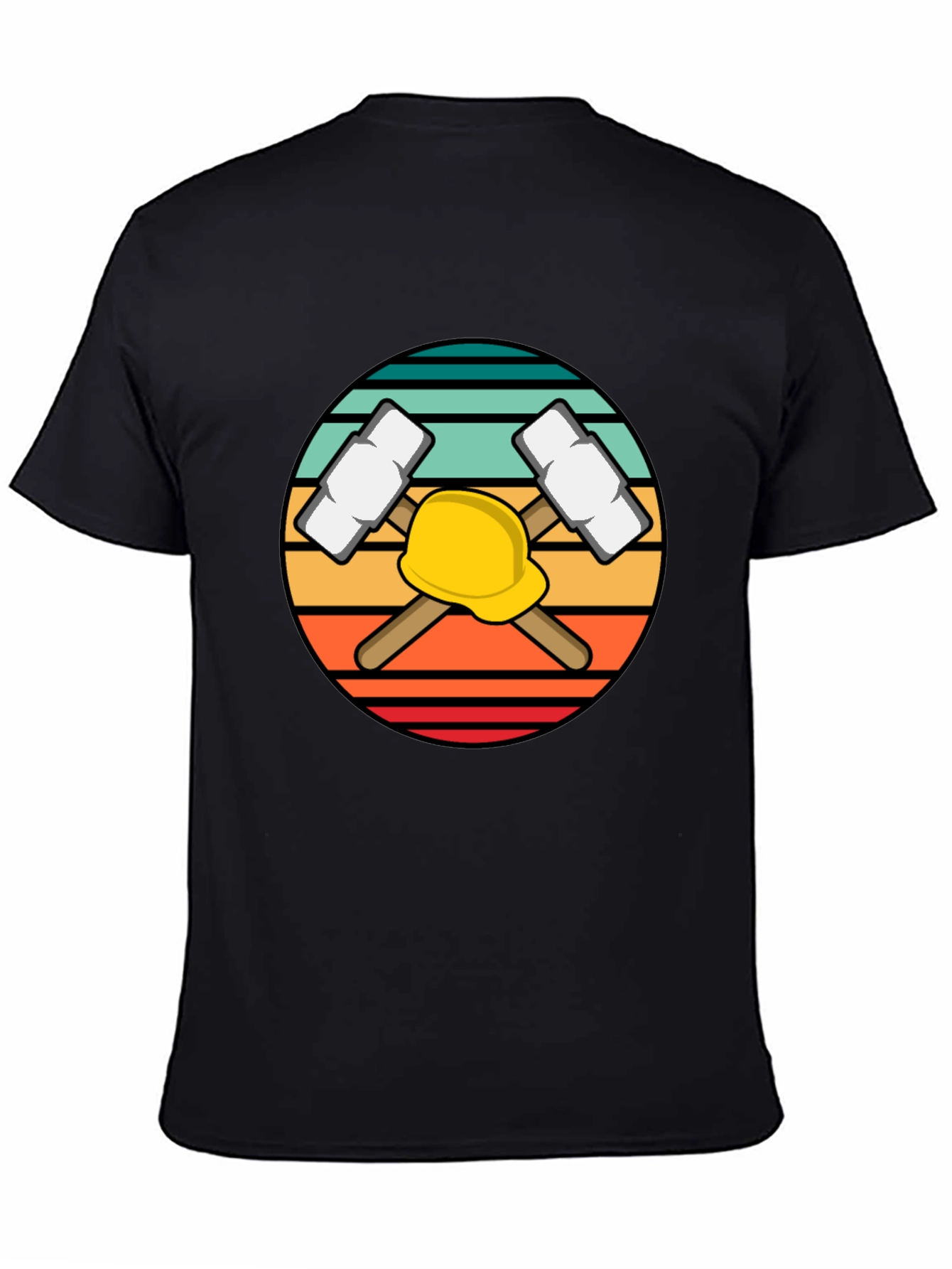 Miner Hard Hat & Pickaxes Graphic Tee - Black