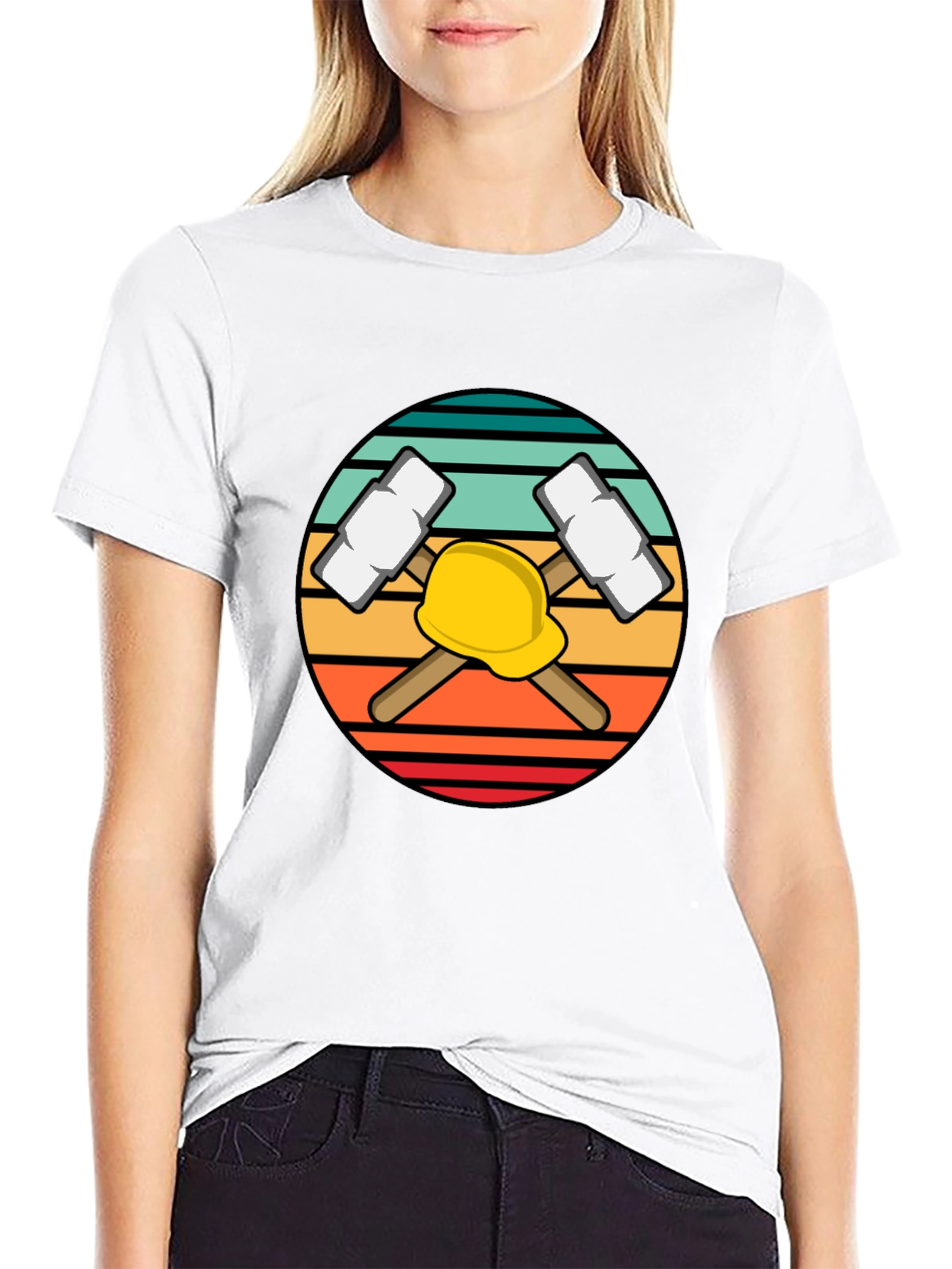 Miner Hard Hat & Pickaxes Graphic Tee - Black