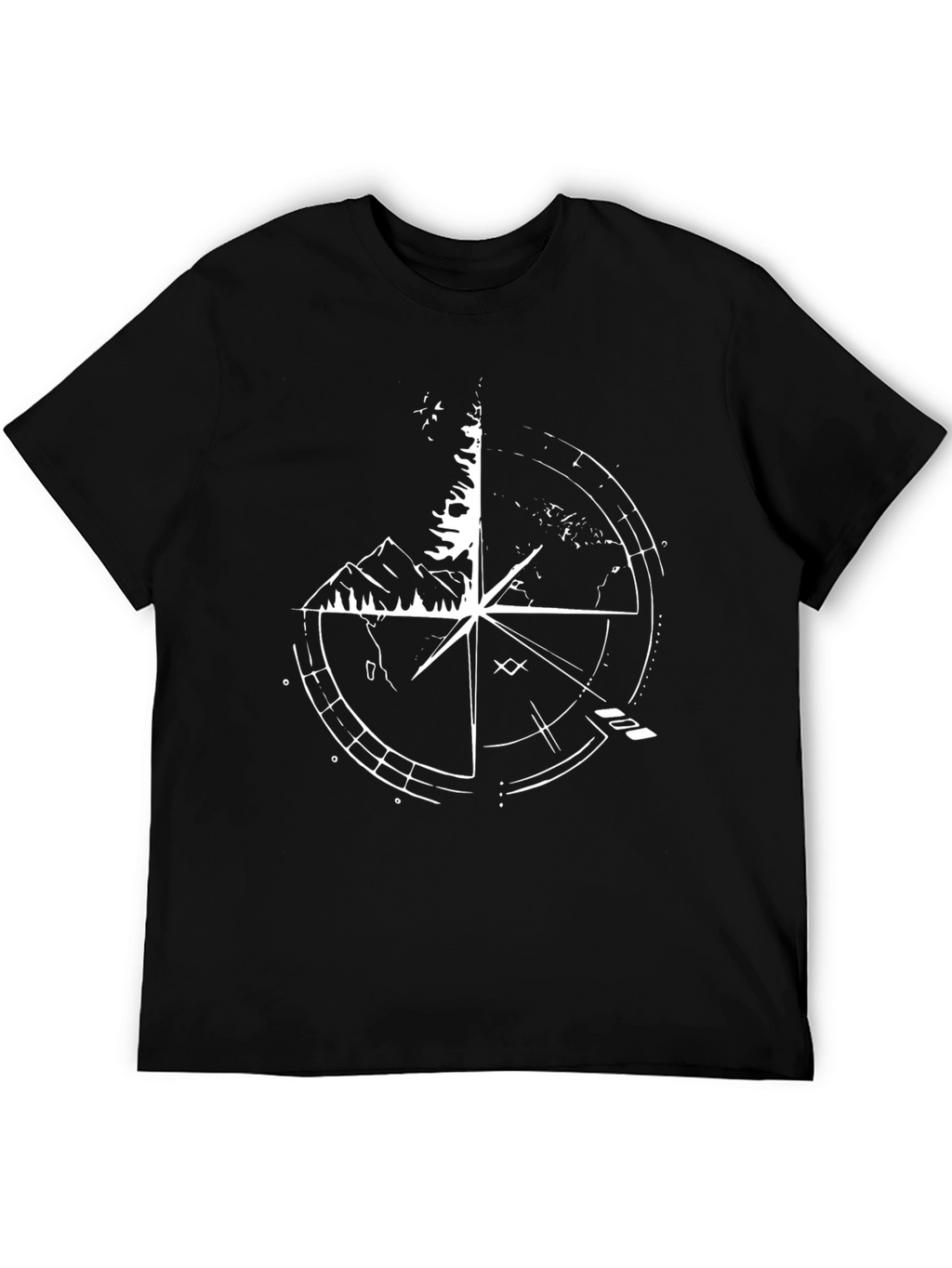 Compass Mountain Graphic Black T-Shirt