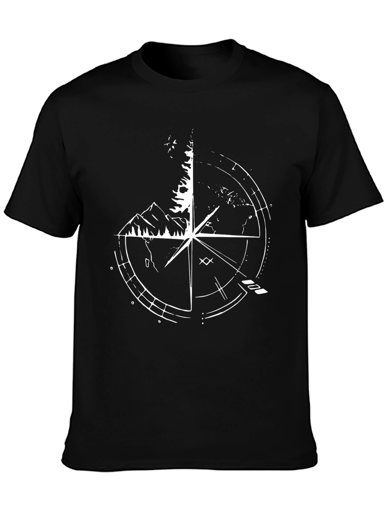 Compass Mountain Graphic Black T-Shirt