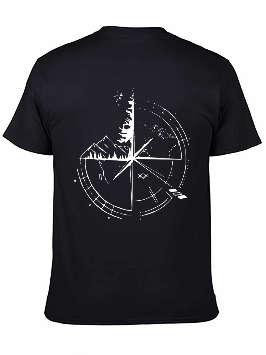 Compass Mountain Graphic Black T-Shirt