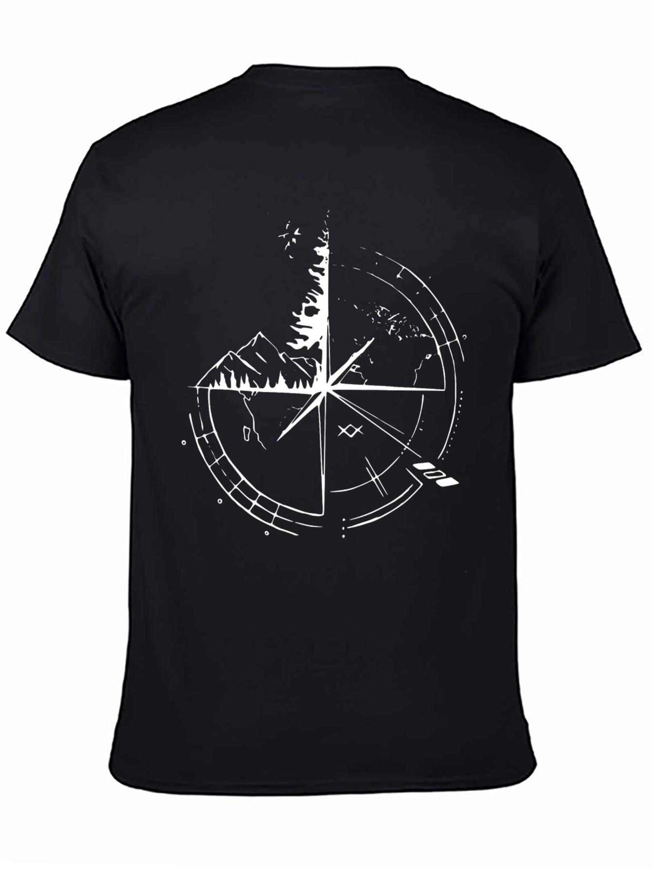 Compass Mountain Graphic Black T-Shirt