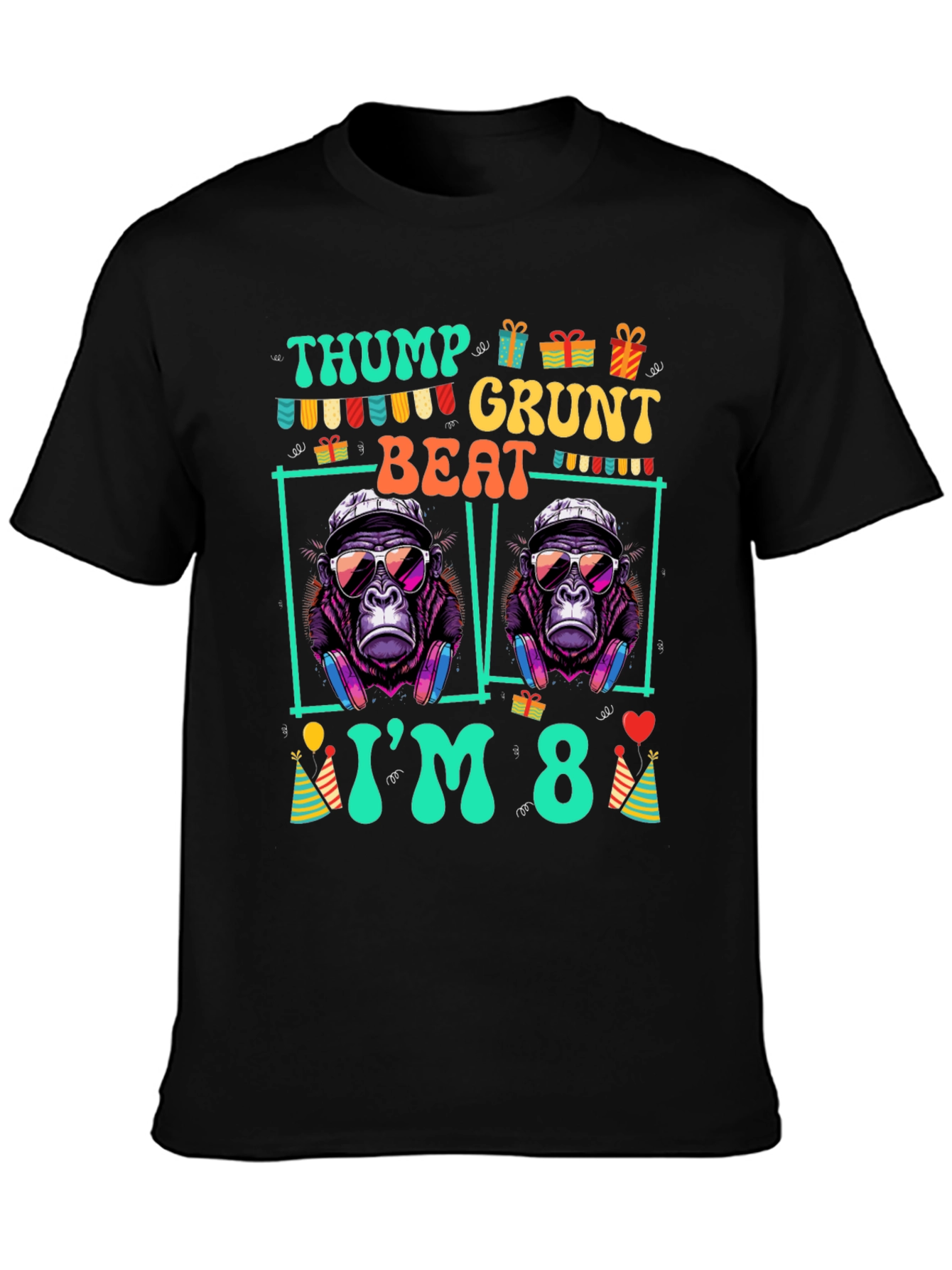 Thump Grunt Beat Birthday T-Shirt - Im 8!