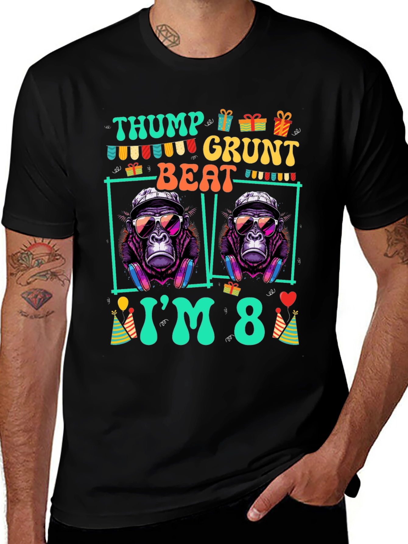 Thump Grunt Beat Birthday T-Shirt - Im 8!