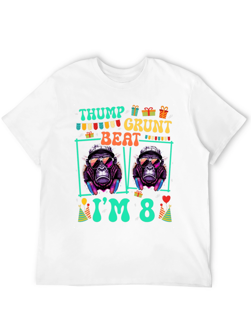 Thump Grunt Beat Birthday T-Shirt - Im 8!
