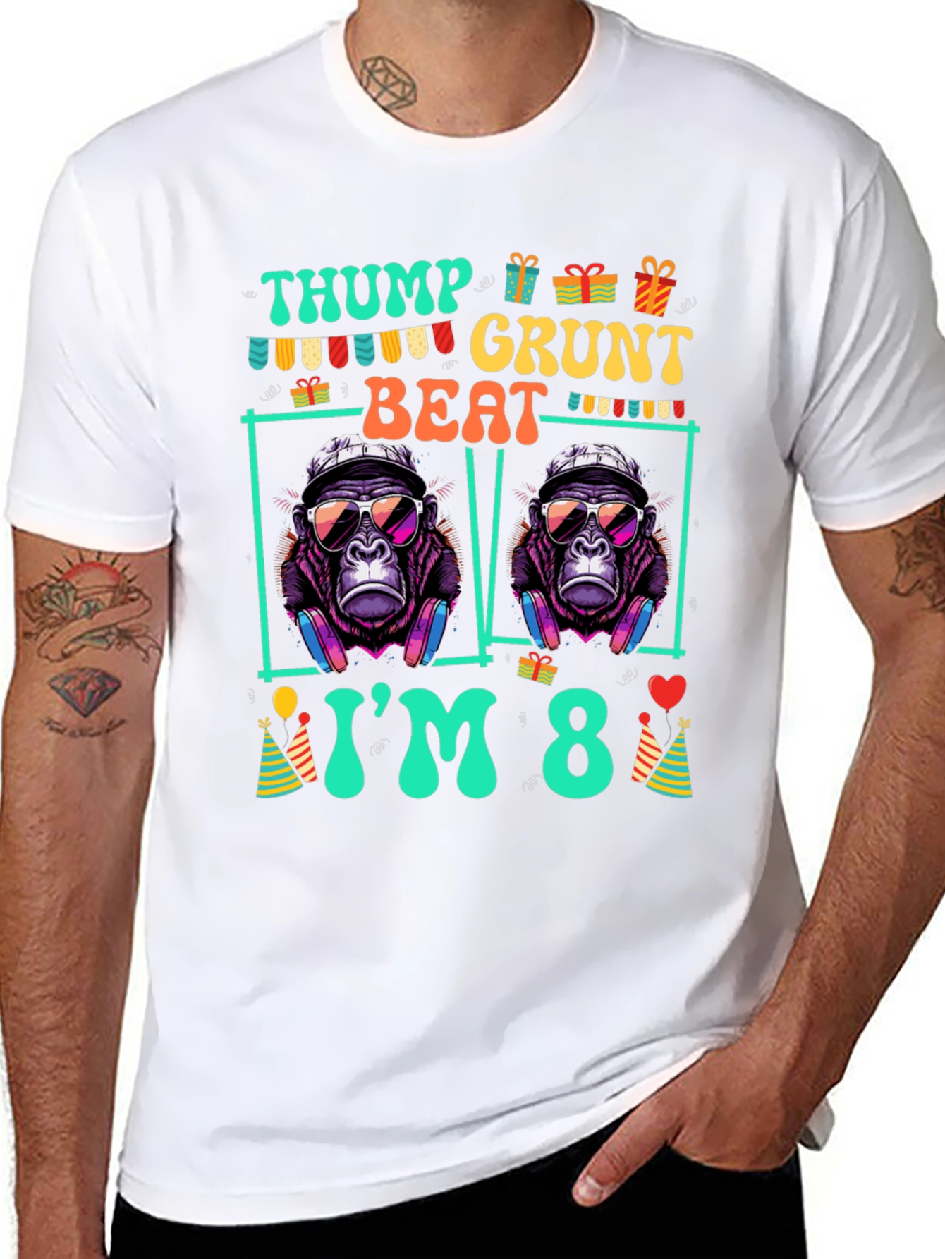 Thump Grunt Beat Birthday T-Shirt - Im 8!