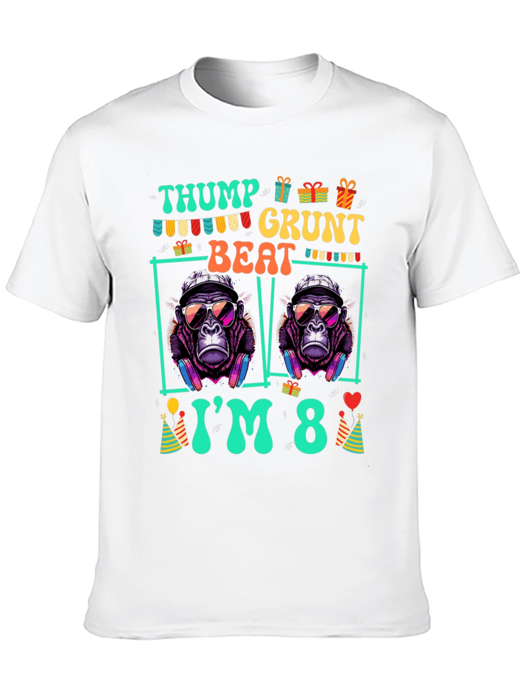 Thump Grunt Beat Birthday T-Shirt - Im 8!