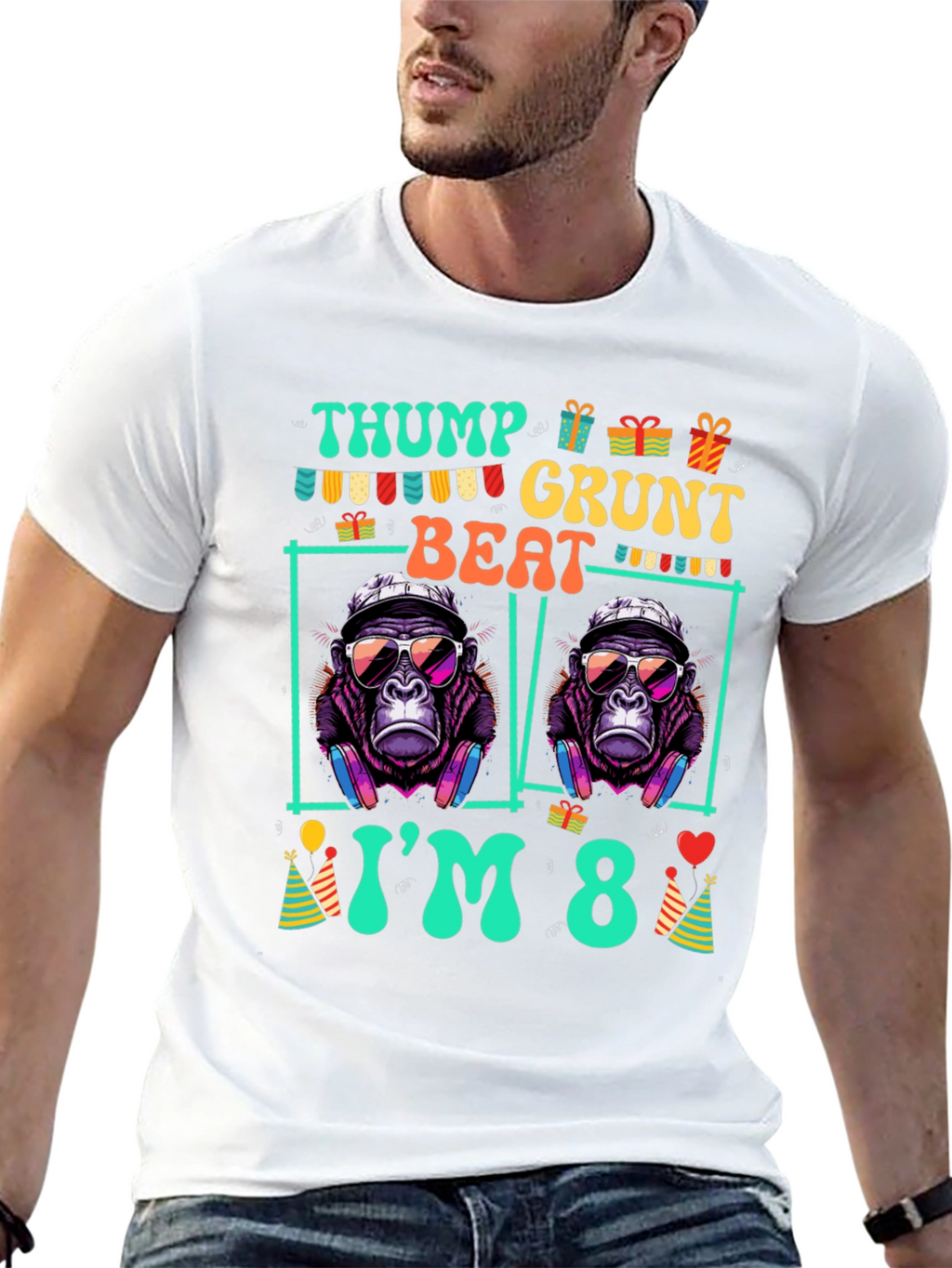 Thump Grunt Beat Birthday T-Shirt - Im 8!