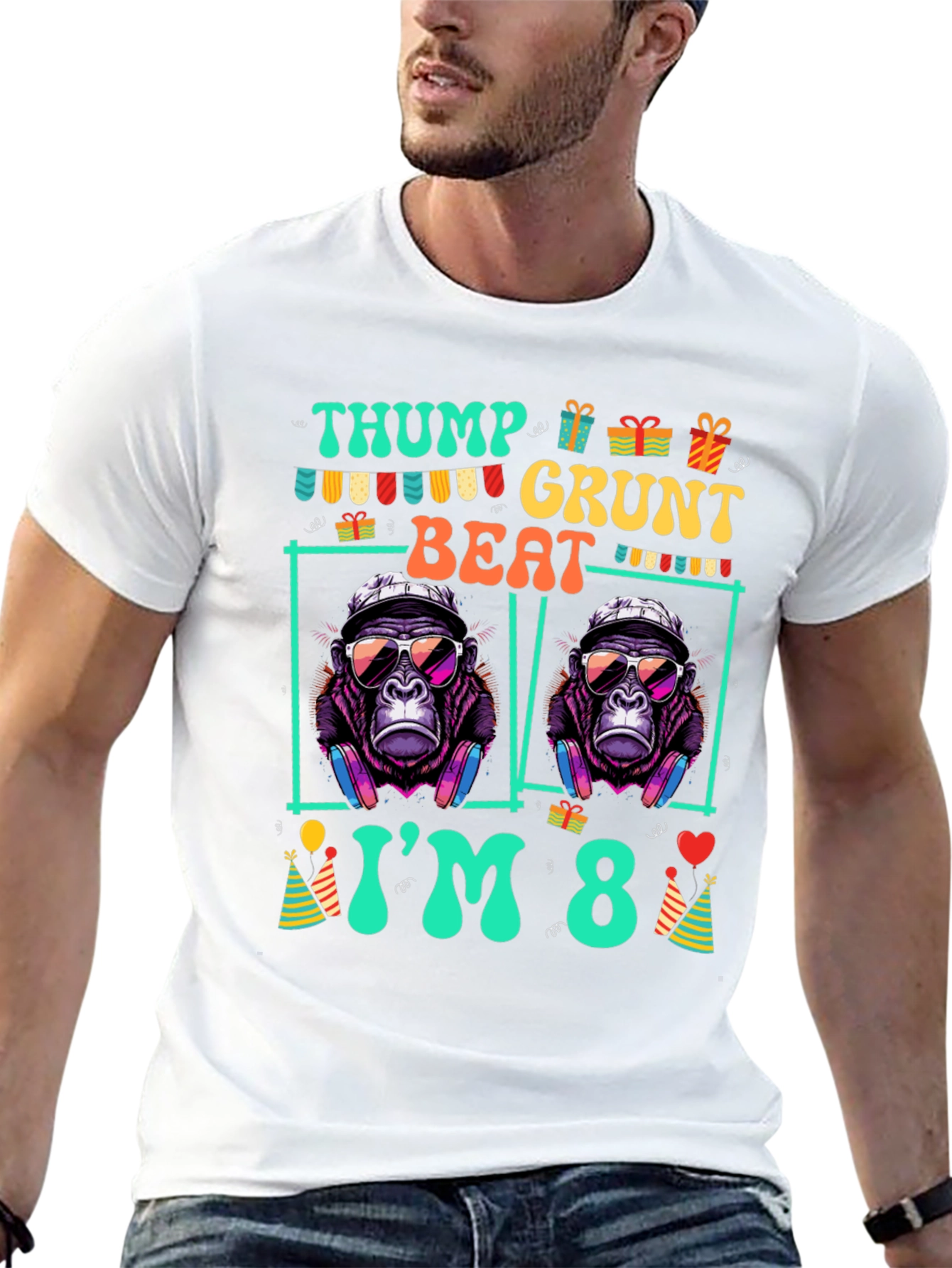 Thump Grunt Beat Birthday T-Shirt - Im 8!