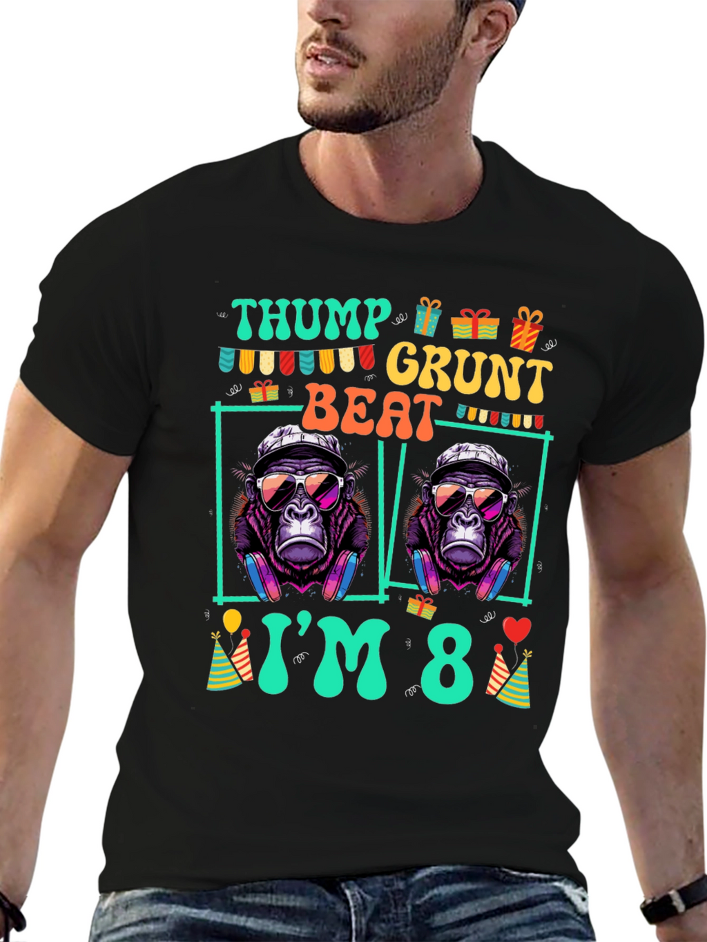 Thump Grunt Beat Birthday T-Shirt - Im 8!
