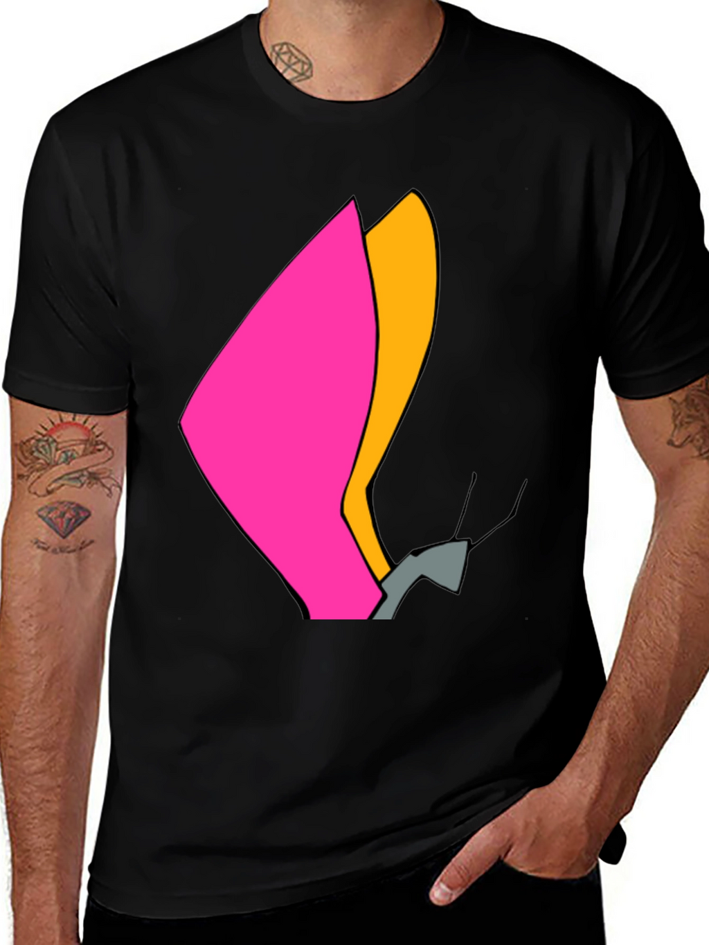 Modern Abstract Graphic Tee - Black