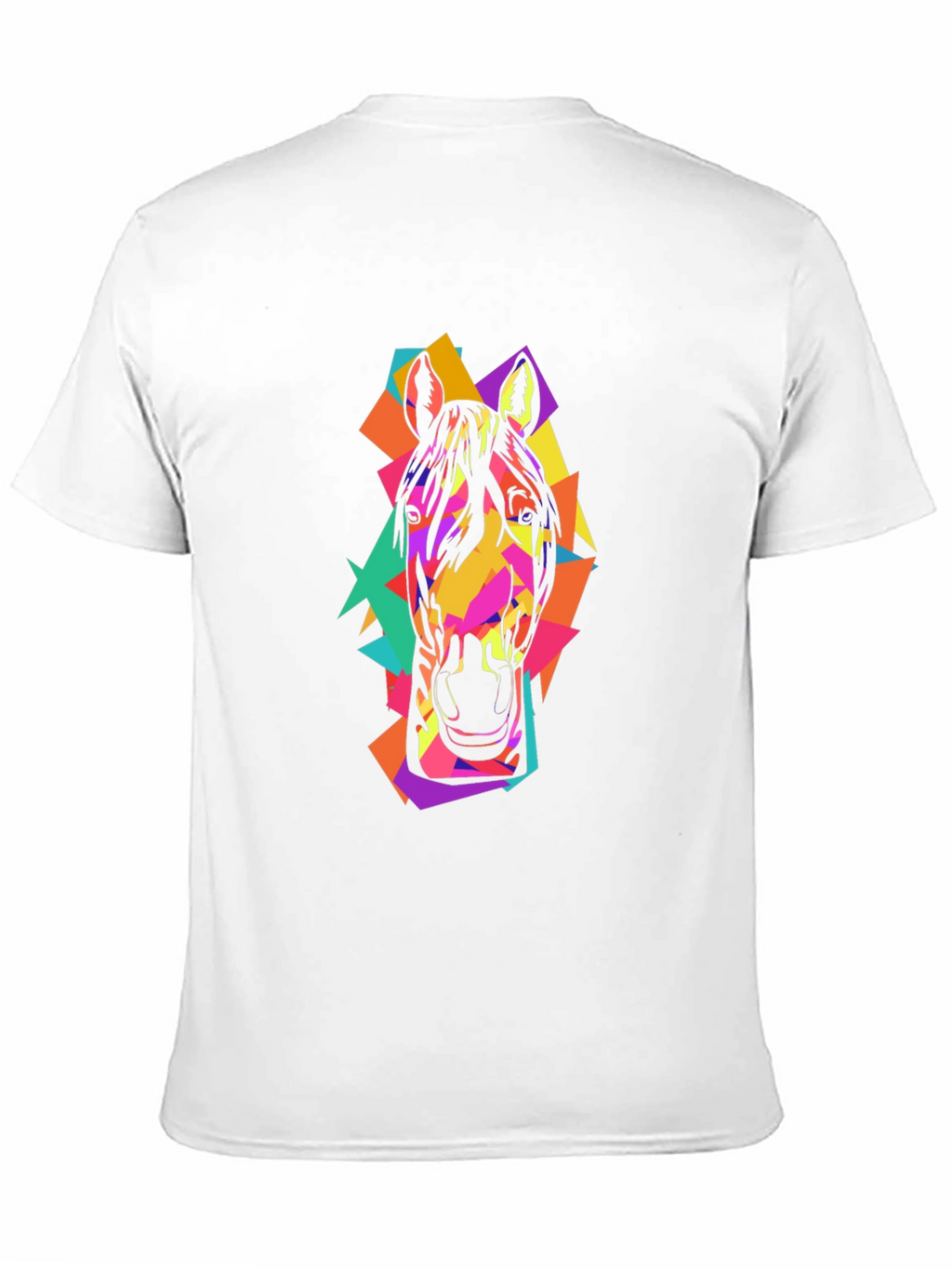 Geometric Horse Head Graphic Black T-Shirt