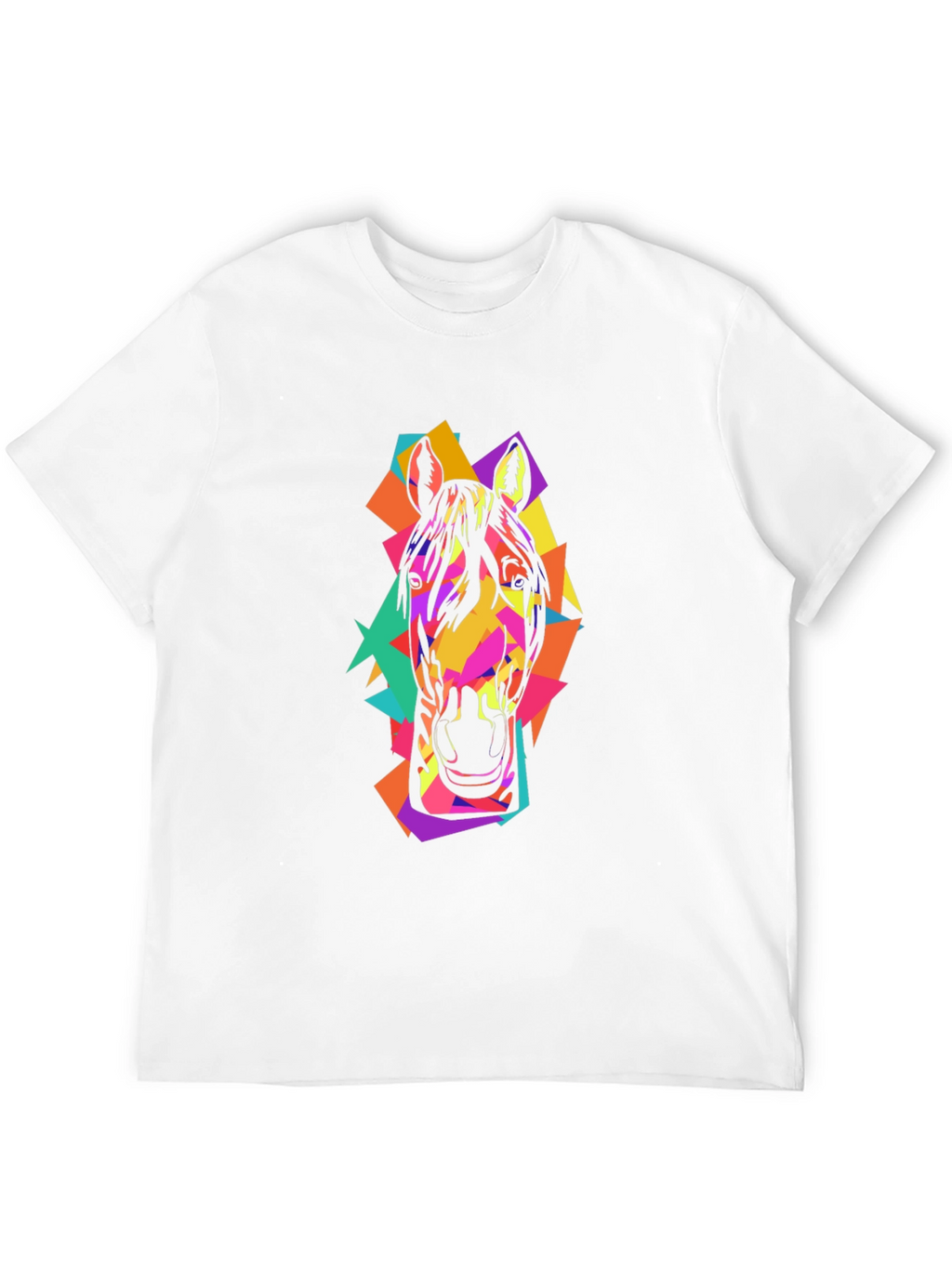 Geometric Horse Head Graphic Black T-Shirt