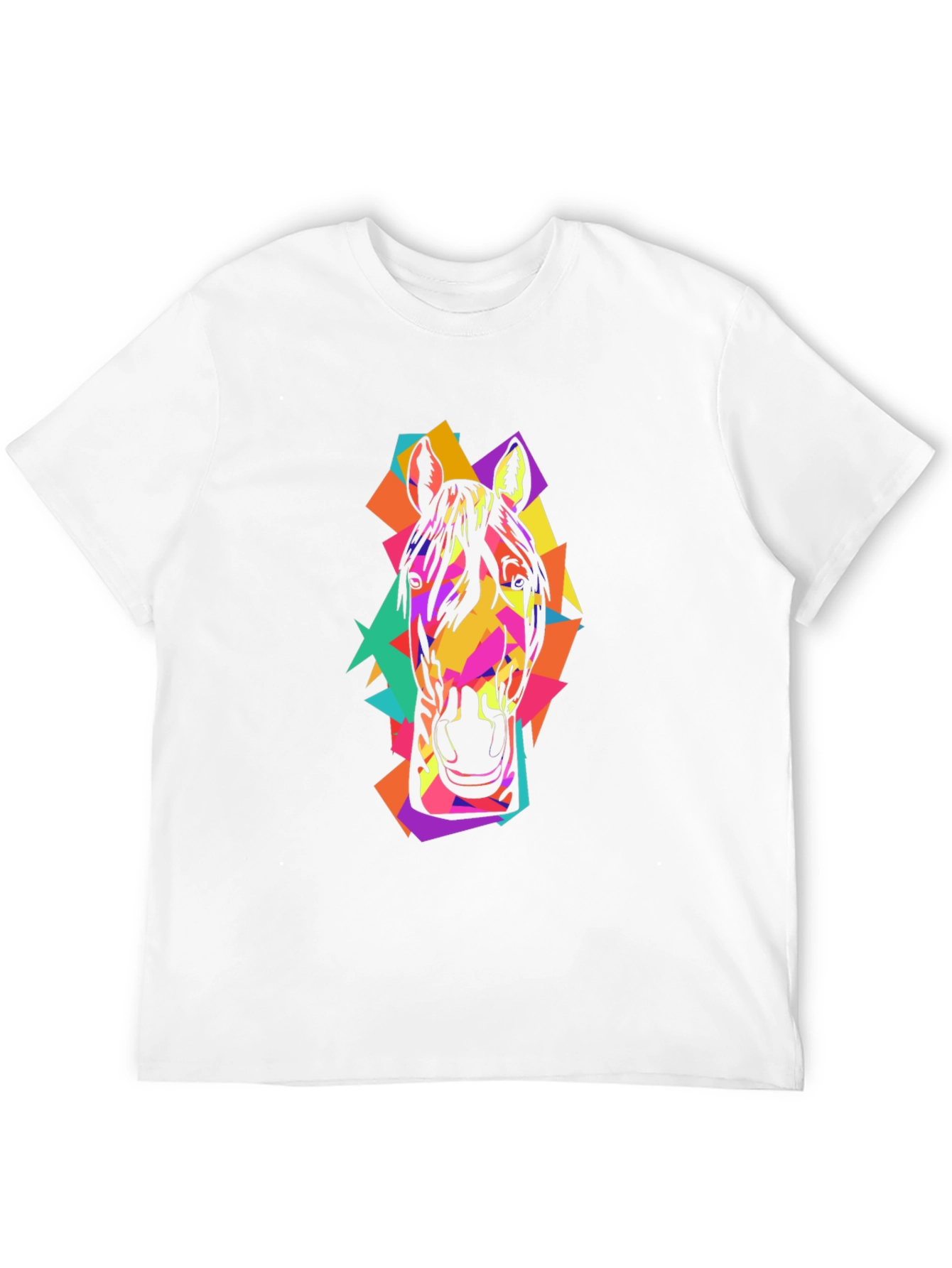 Geometric Horse Head Graphic Black T-Shirt