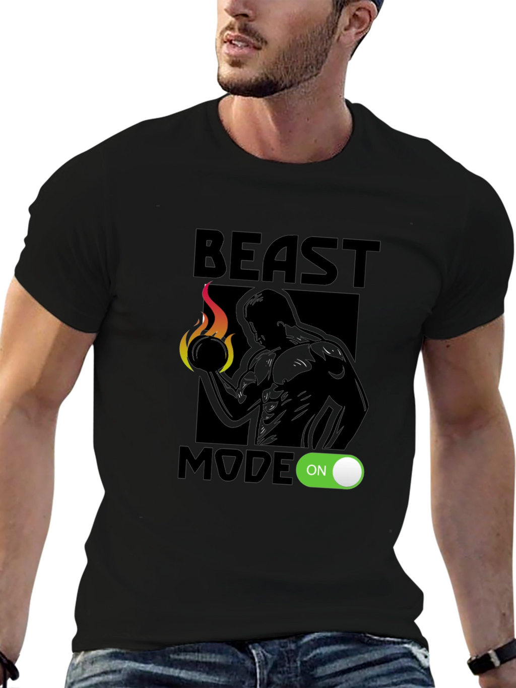 Beast Mode On Graphic T-Shirt - Black