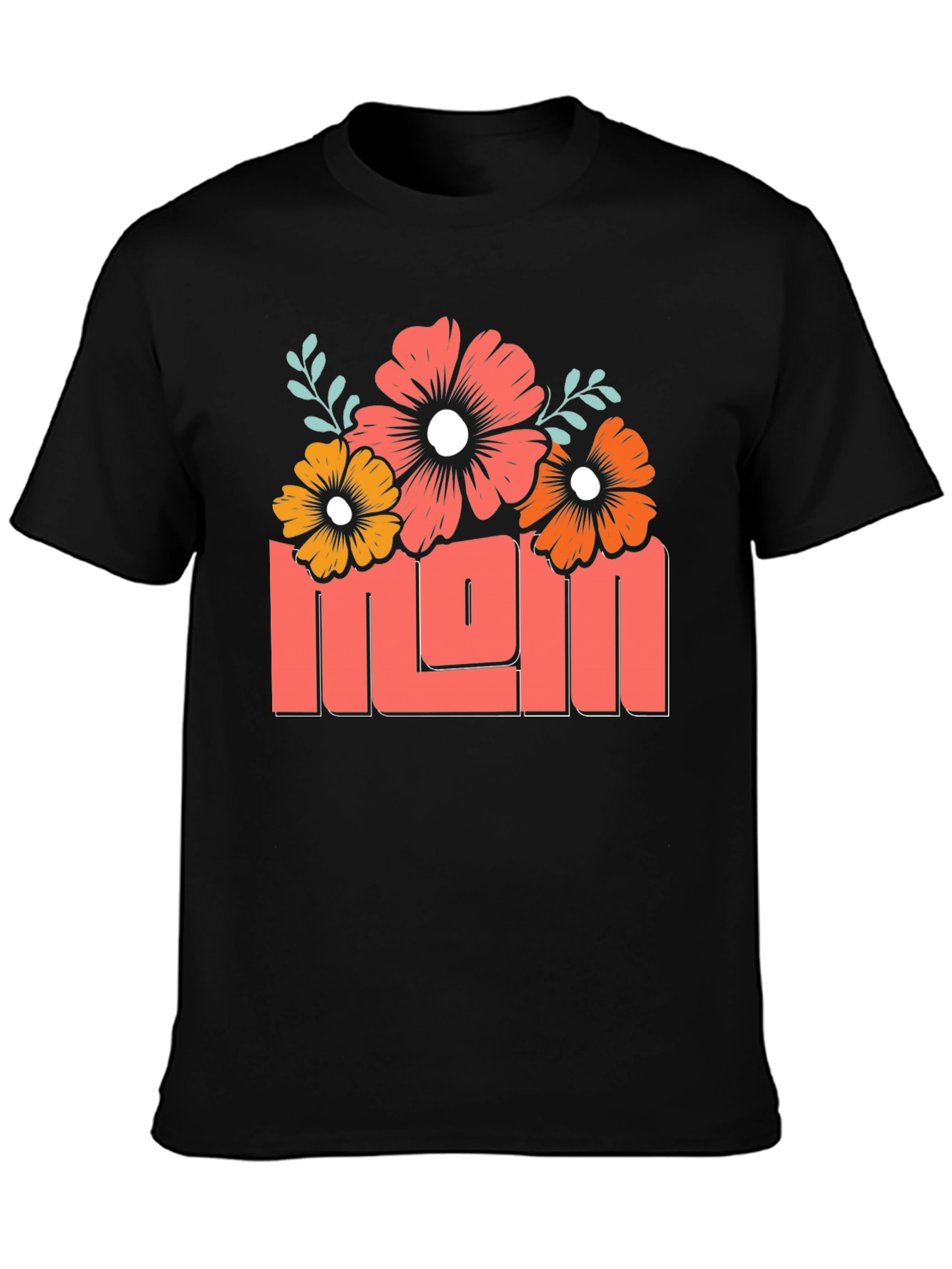 Floral Mom Graphic T-Shirt - Black Cotton Tee