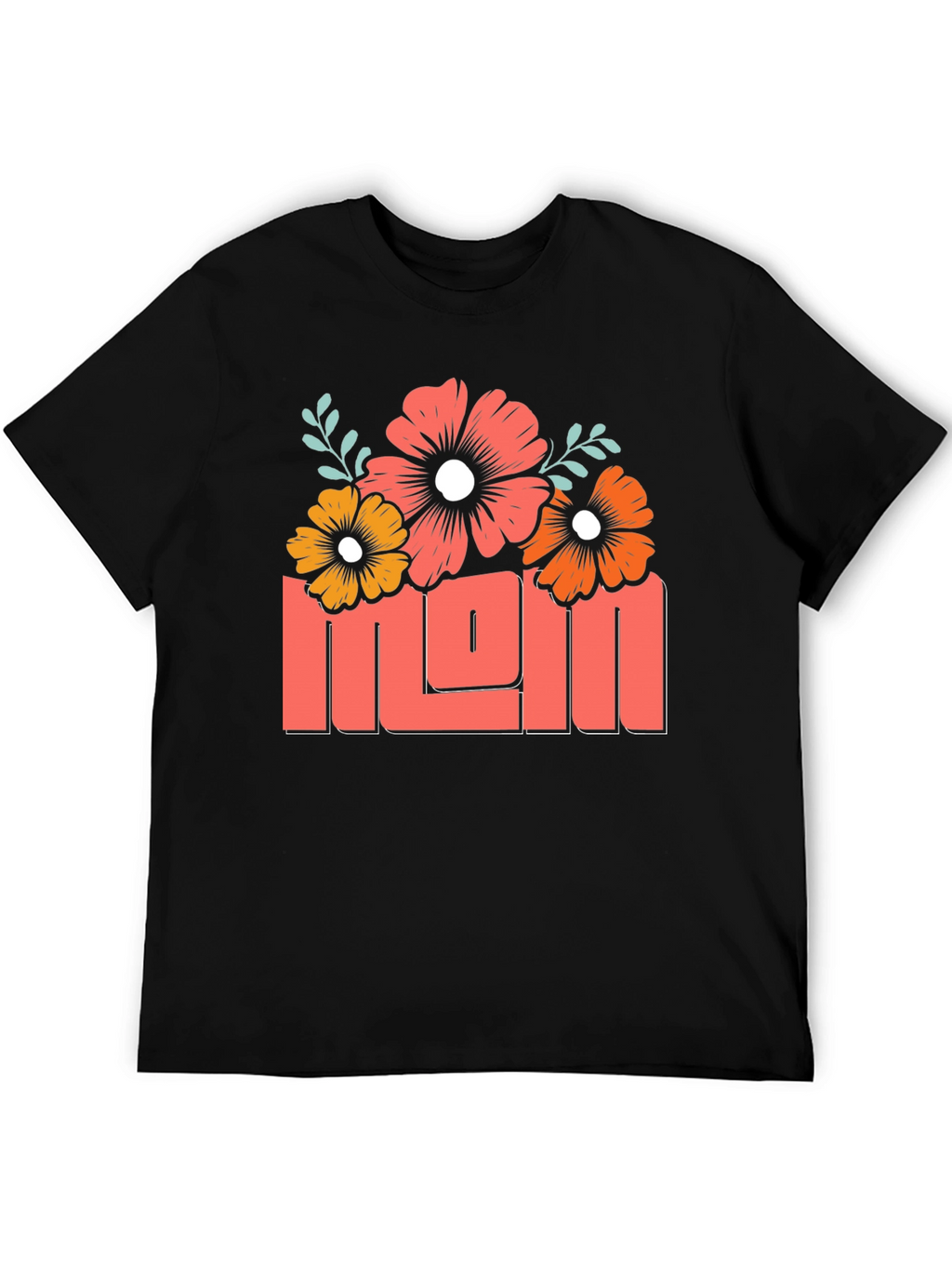 Floral Mom Graphic T-Shirt - Black Cotton Tee
