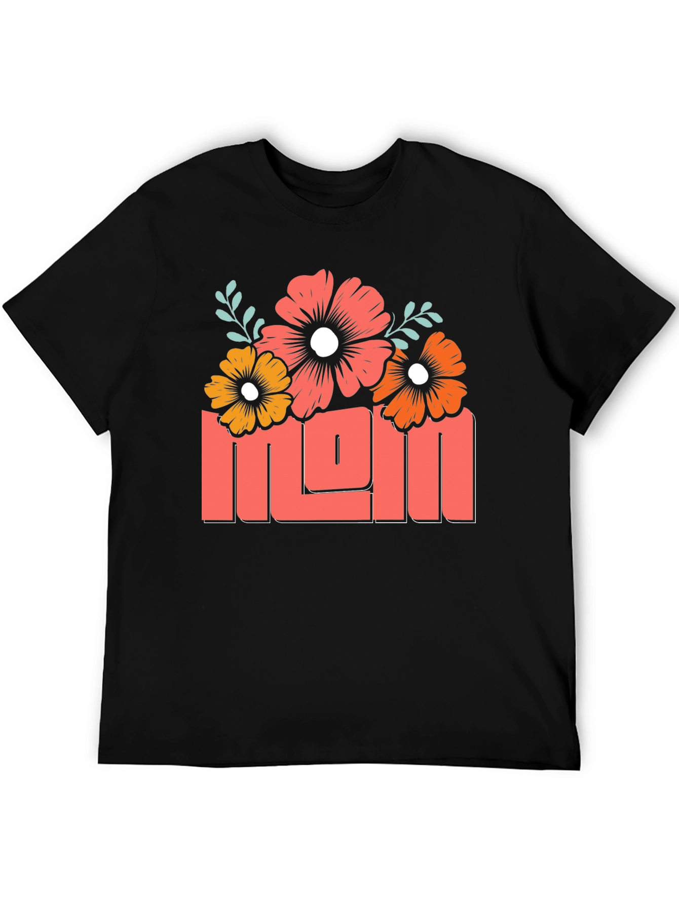 Floral Mom Graphic T-Shirt - Black Cotton Tee