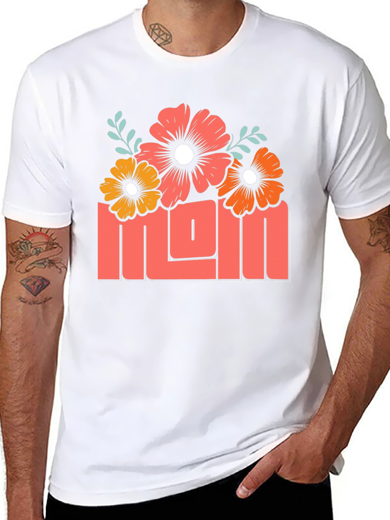 Floral Mom Graphic T-Shirt - Black Cotton Tee
