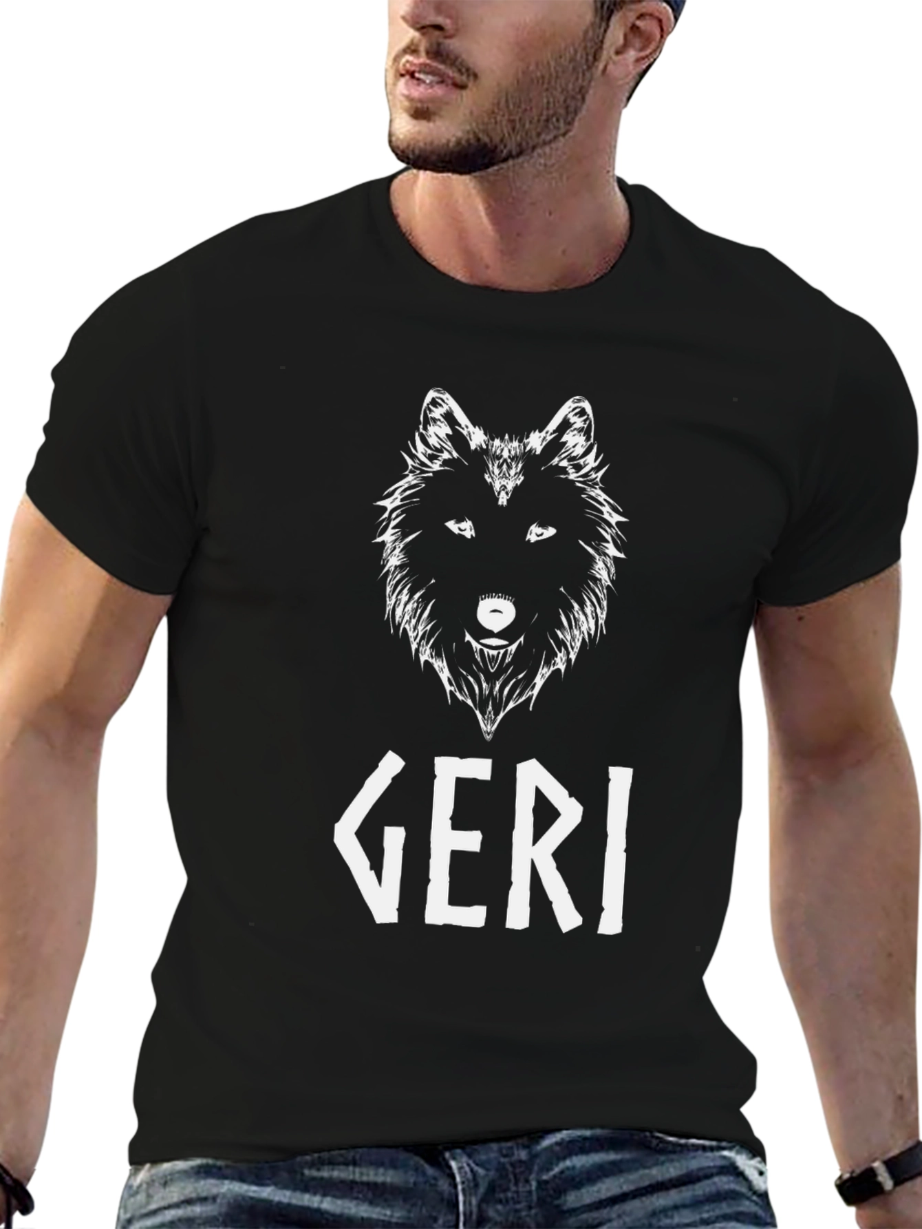 Geri Wolf Graphic Tee - Viking Inspired Black T-Shirt