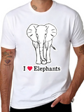 I Love Elephants Graphic T-Shirt - Black Cotton Tee