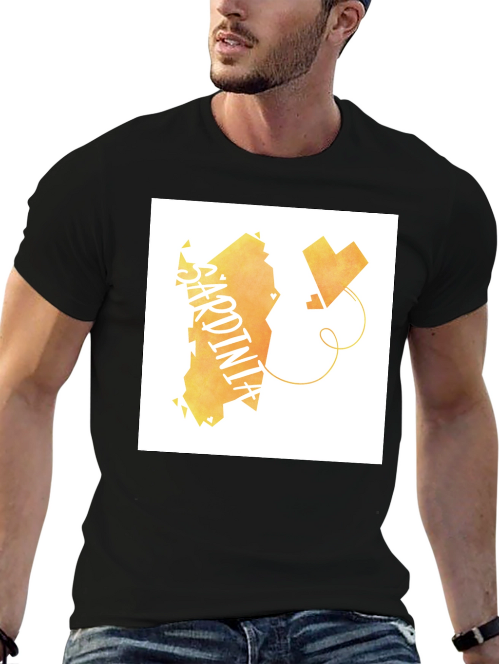 Sardinia Love T-Shirt - Black Cotton Tee
