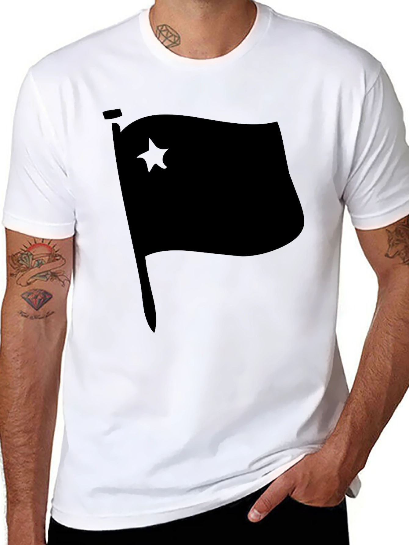 Black Flag with Star Graphic T-Shirt