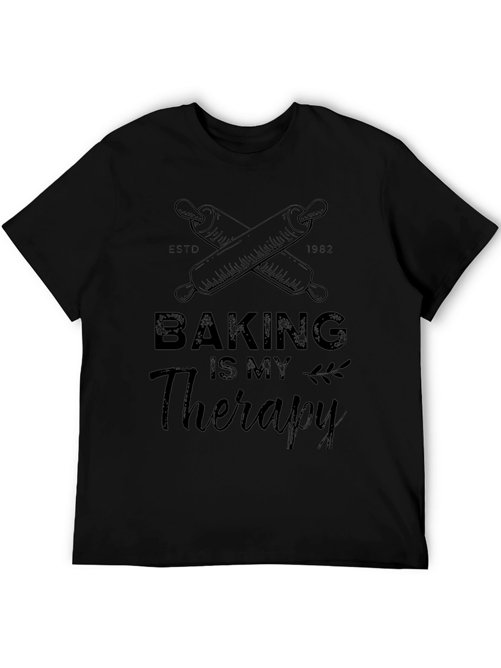 Baking is My Therapy Black Graphic T-Shirt