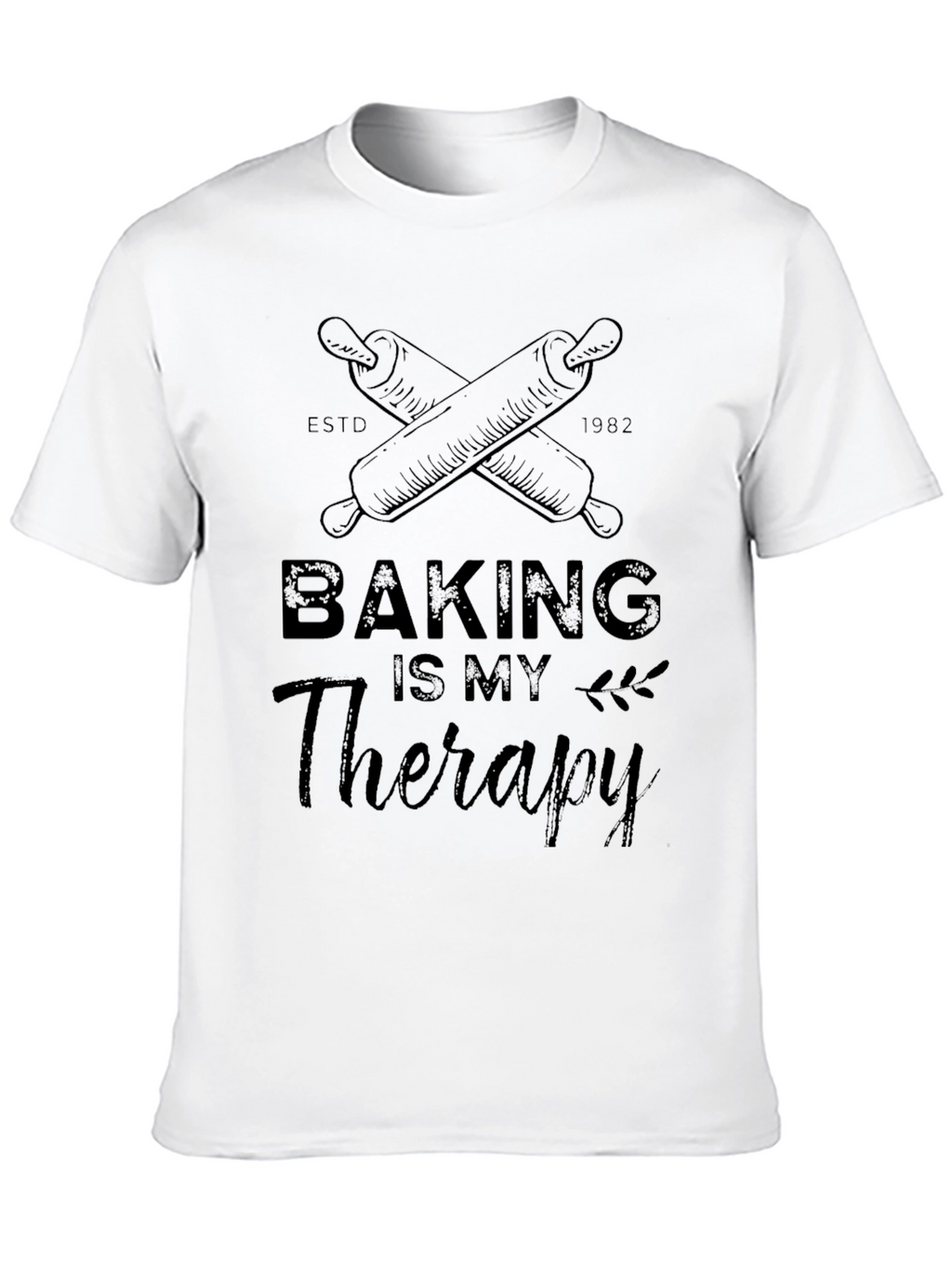 Baking is My Therapy Black Graphic T-Shirt
