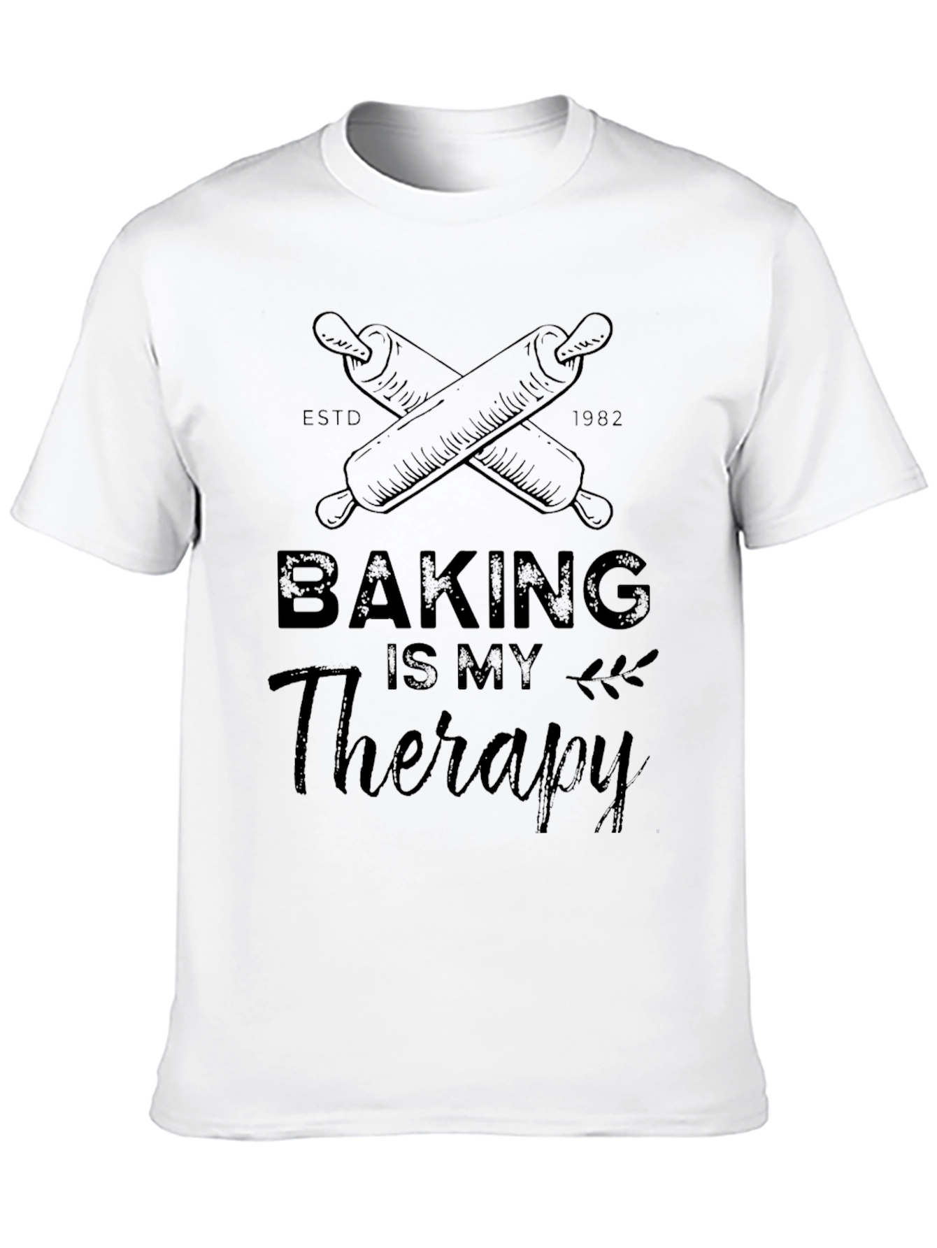 Baking is My Therapy Black Graphic T-Shirt