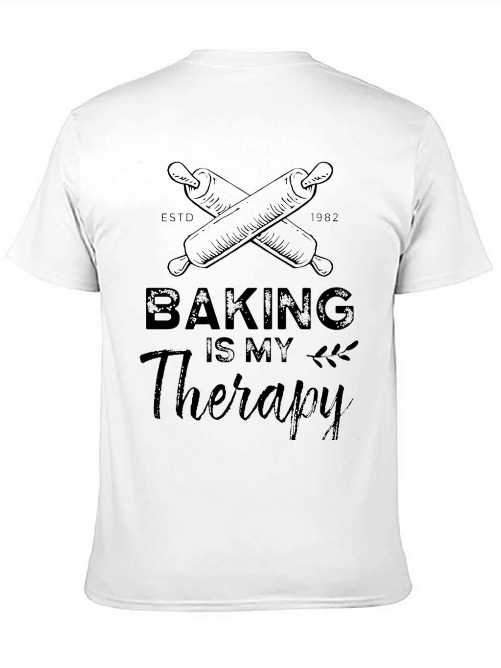 Baking is My Therapy Black Graphic T-Shirt