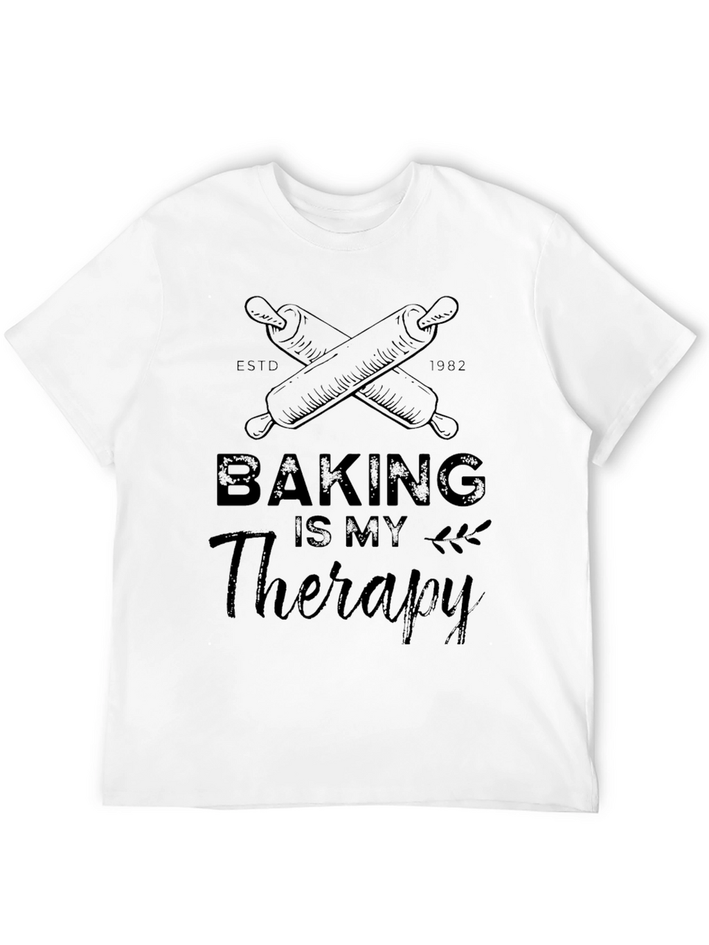 Baking is My Therapy Black Graphic T-Shirt