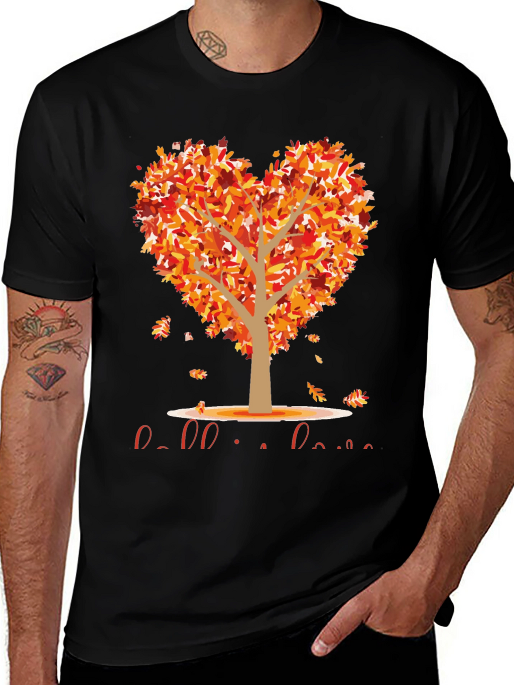 Fall in Love T-Shirt Heart Tree Graphic Tee