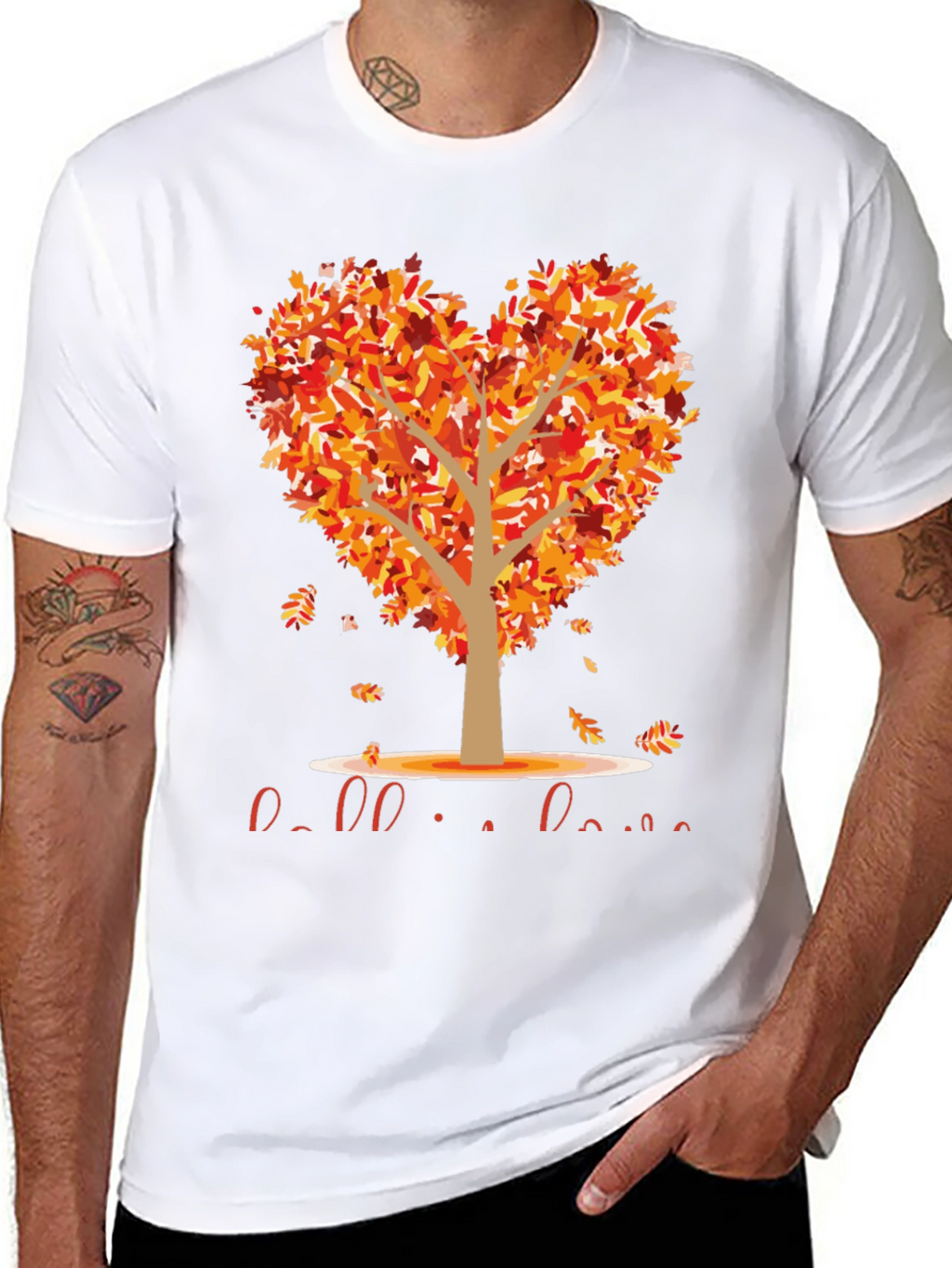 Fall in Love T-Shirt Heart Tree Graphic Tee