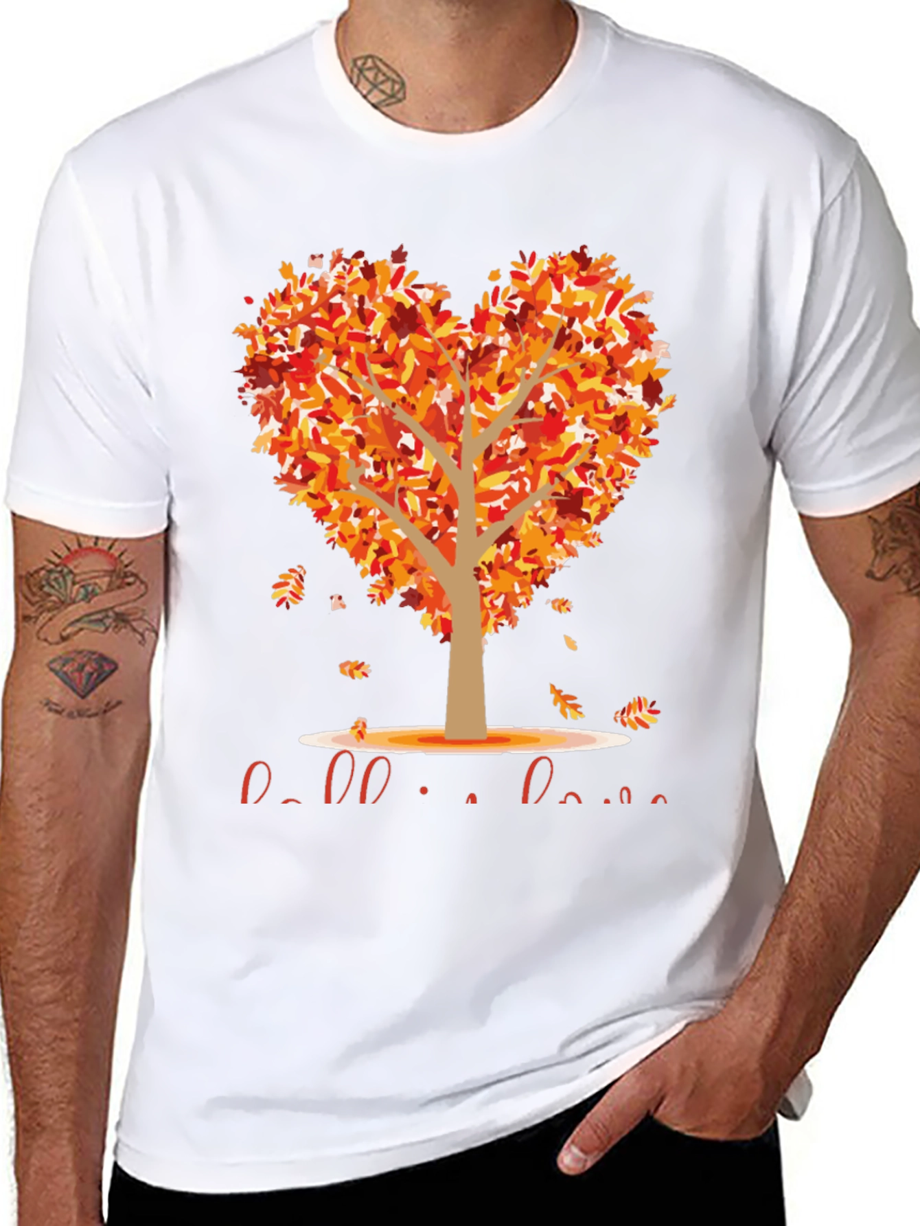 Fall in Love T-Shirt Heart Tree Graphic Tee
