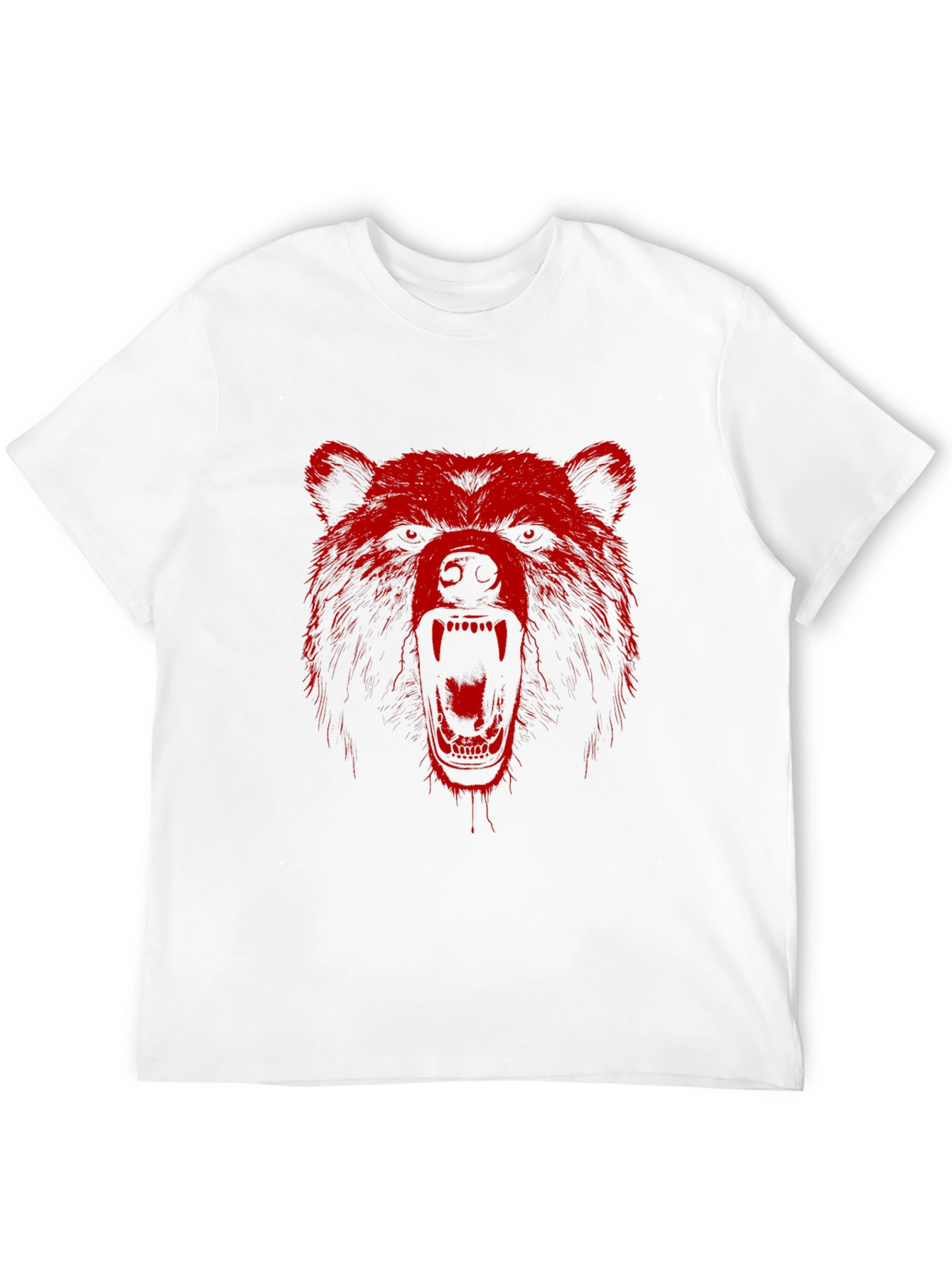 Red Bear Graphic Print Black T-Shirt