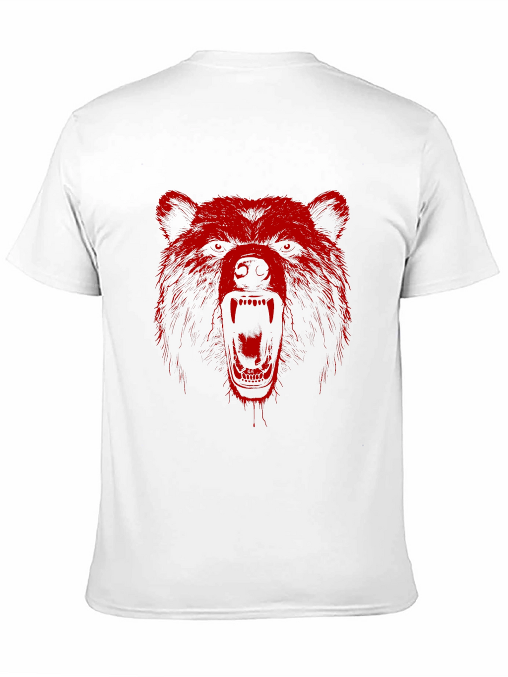 Red Bear Graphic Print Black T-Shirt